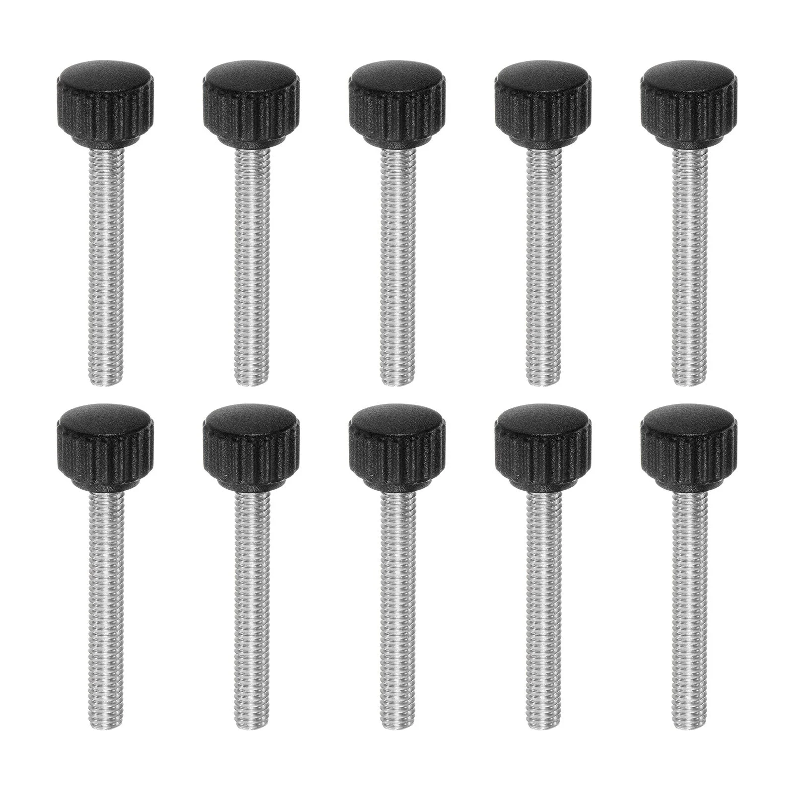 10pcs Knurled Clamping Knob Thumb Screws M6 x 40mm Metric Thread 16mm Matte Head