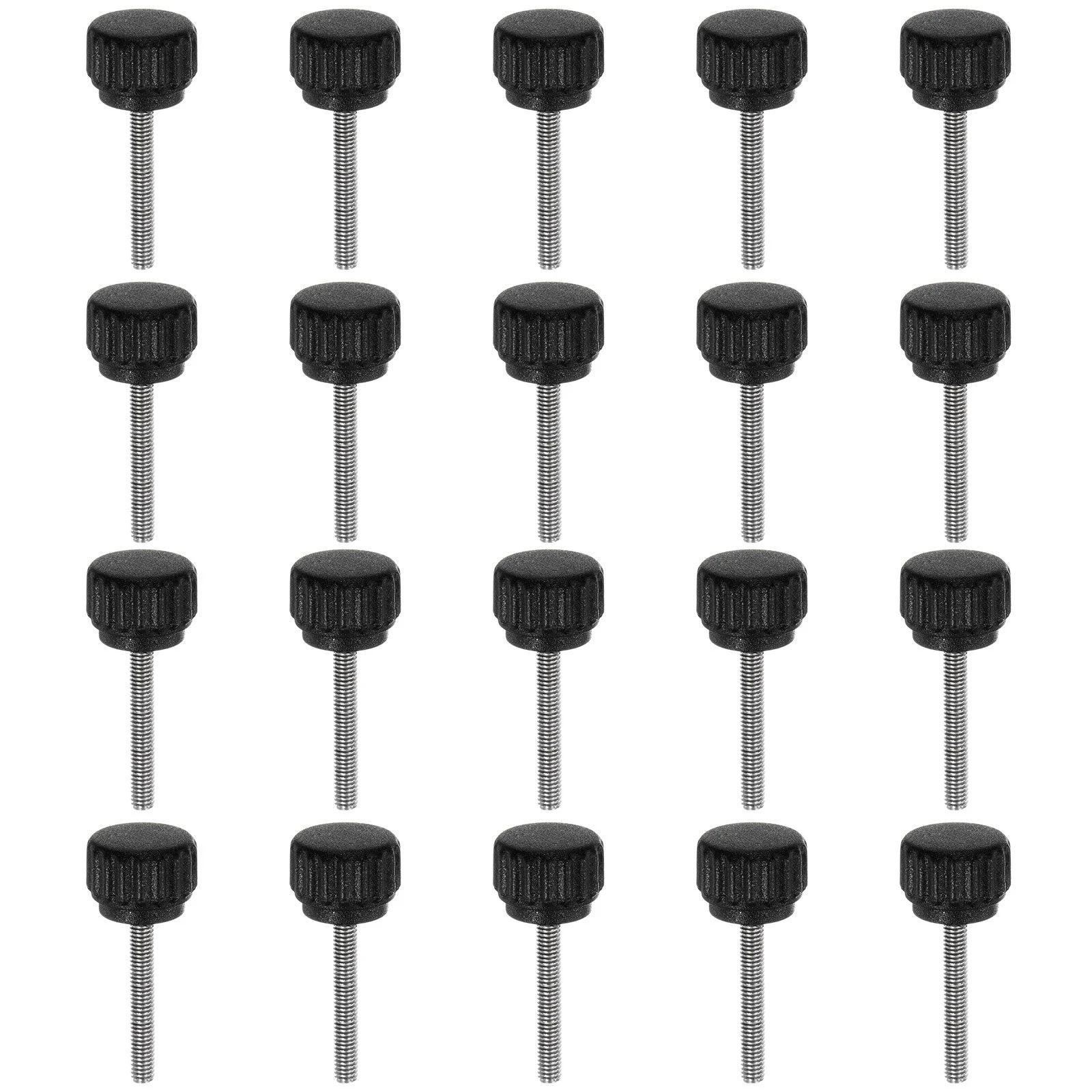 20pcs Knurled Clamping Knob Thumb Screws M3 x 20mm Metric Thread 13mm Matte Head