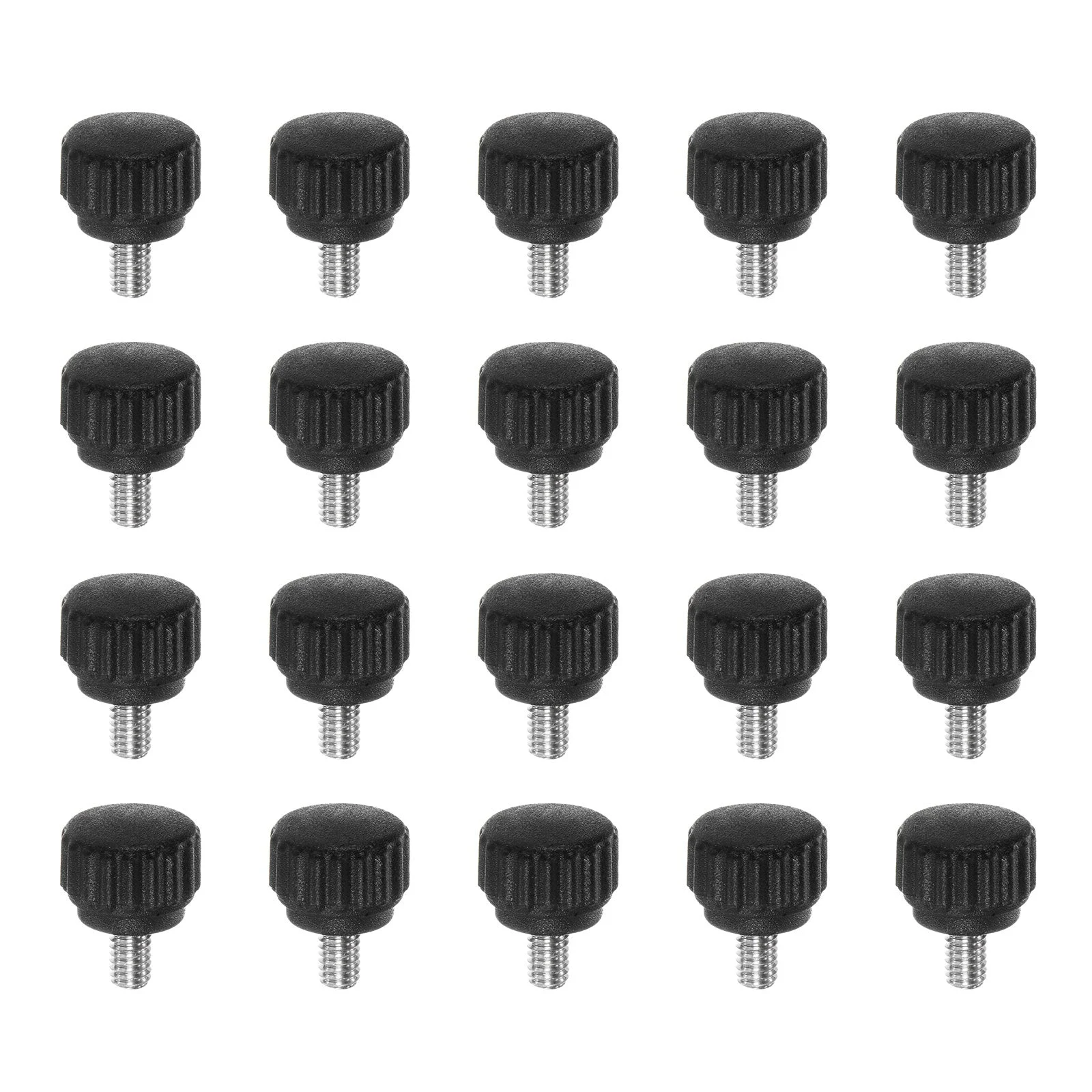 20pcs Knurled Clamping Knob Thumb Screws M4 x 6mm Metric Thread 13mm Matte Head