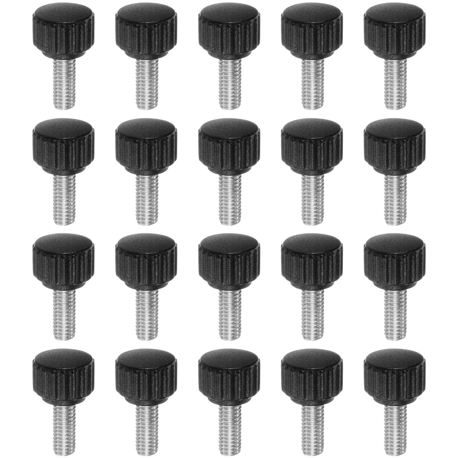 20pcs Knurled Clamping Knob Thumb Screws M6 x 8mm Metric Thread 16mm Matte Head
