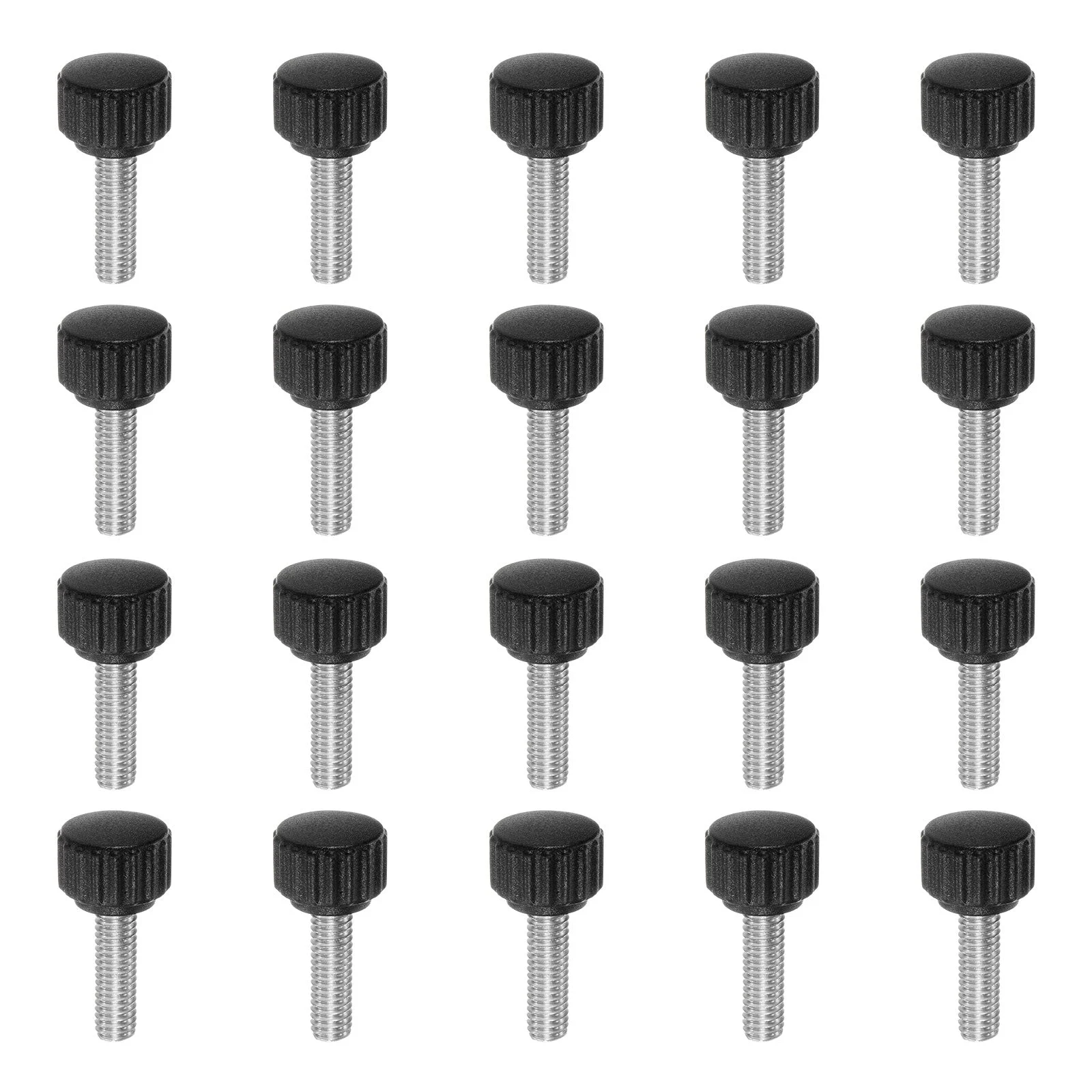 20pcs Knurled Clamping Knob Thumb Screws M6 x 12mm Metric Thread 16mm Matte Head