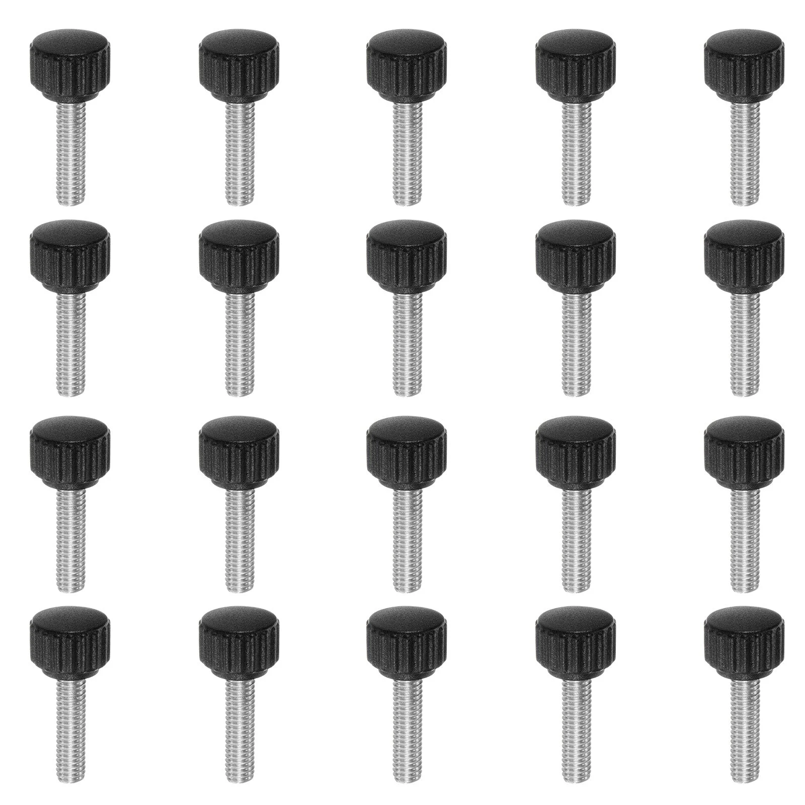 20pcs Knurled Clamping Knob Thumb Screws M6 x 16mm Metric Thread 16mm Matte Head