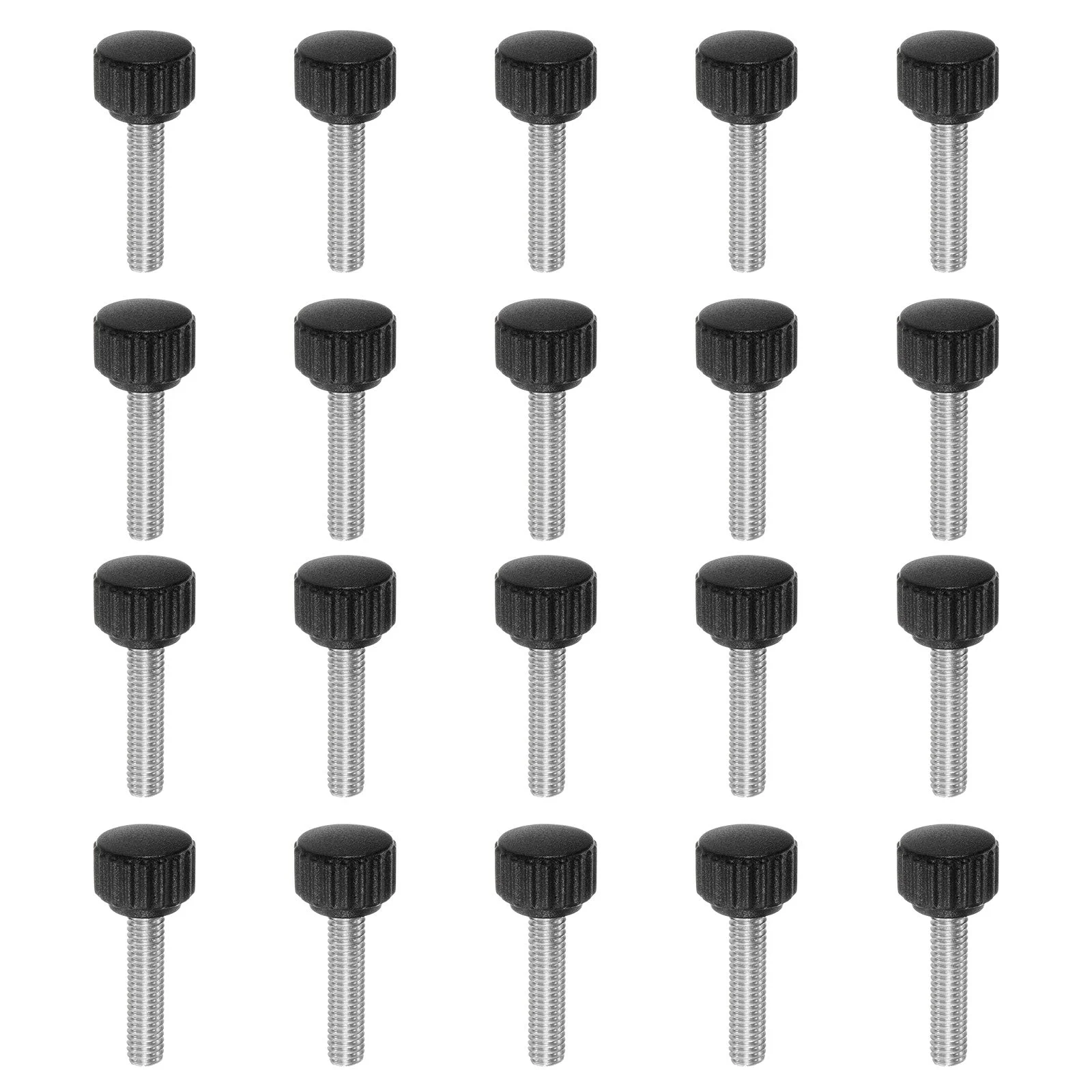 20pcs Knurled Clamping Knob Thumb Screws M6 x 20mm Metric Thread 16mm Matte Head
