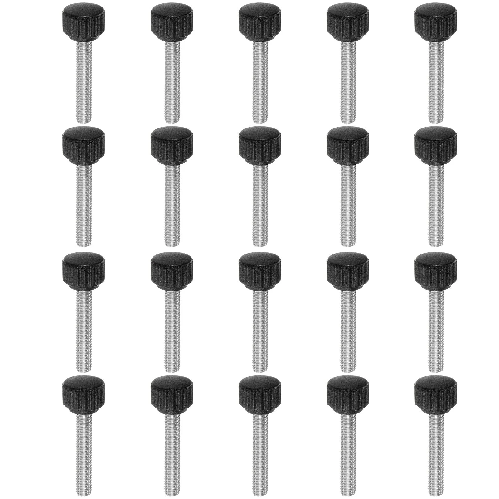 20pcs Knurled Clamping Knob Thumb Screws M6 x 30mm Metric Thread 16mm Matte Head