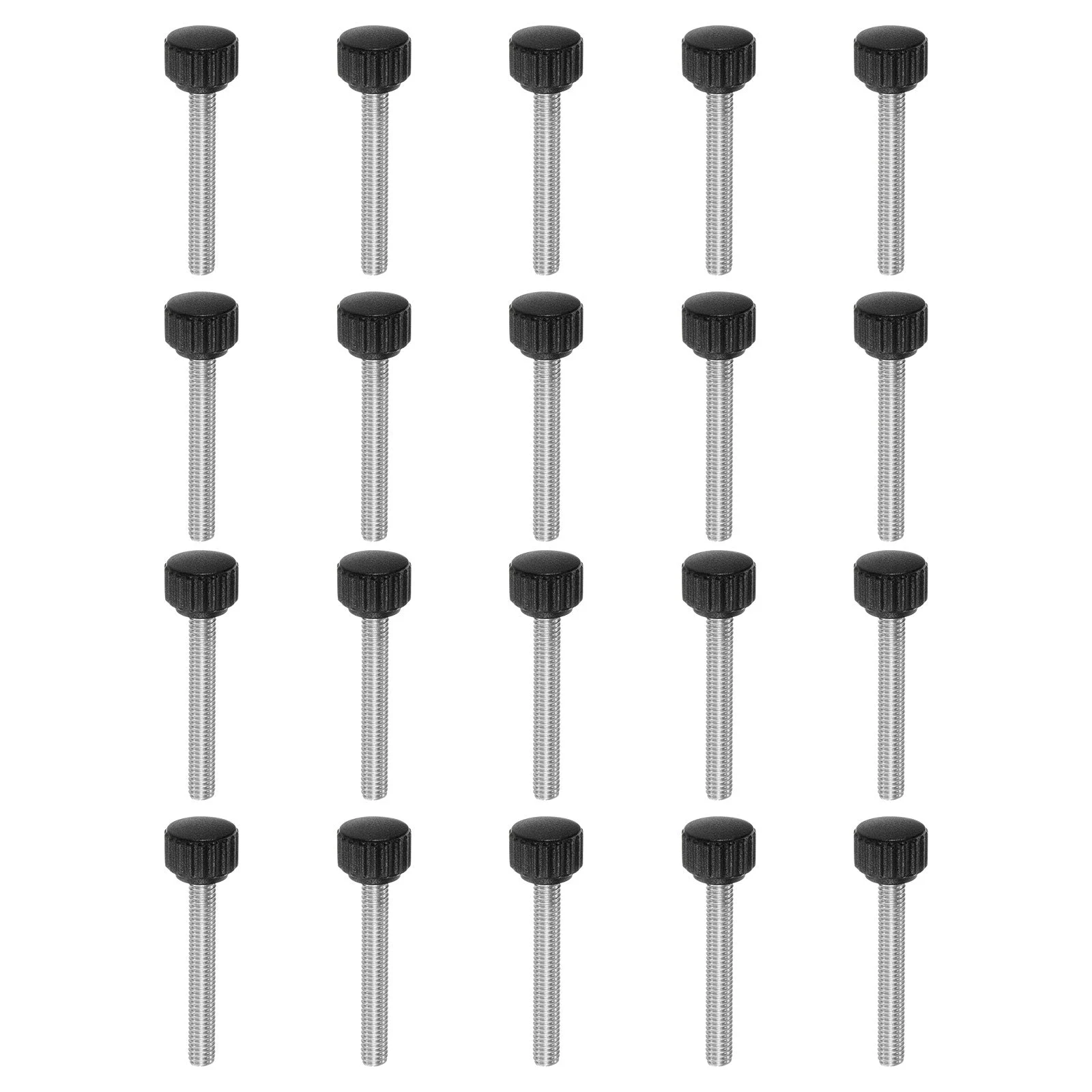 20pcs Knurled Clamping Knob Thumb Screws M6 x 40mm Metric Thread 16mm Matte Head