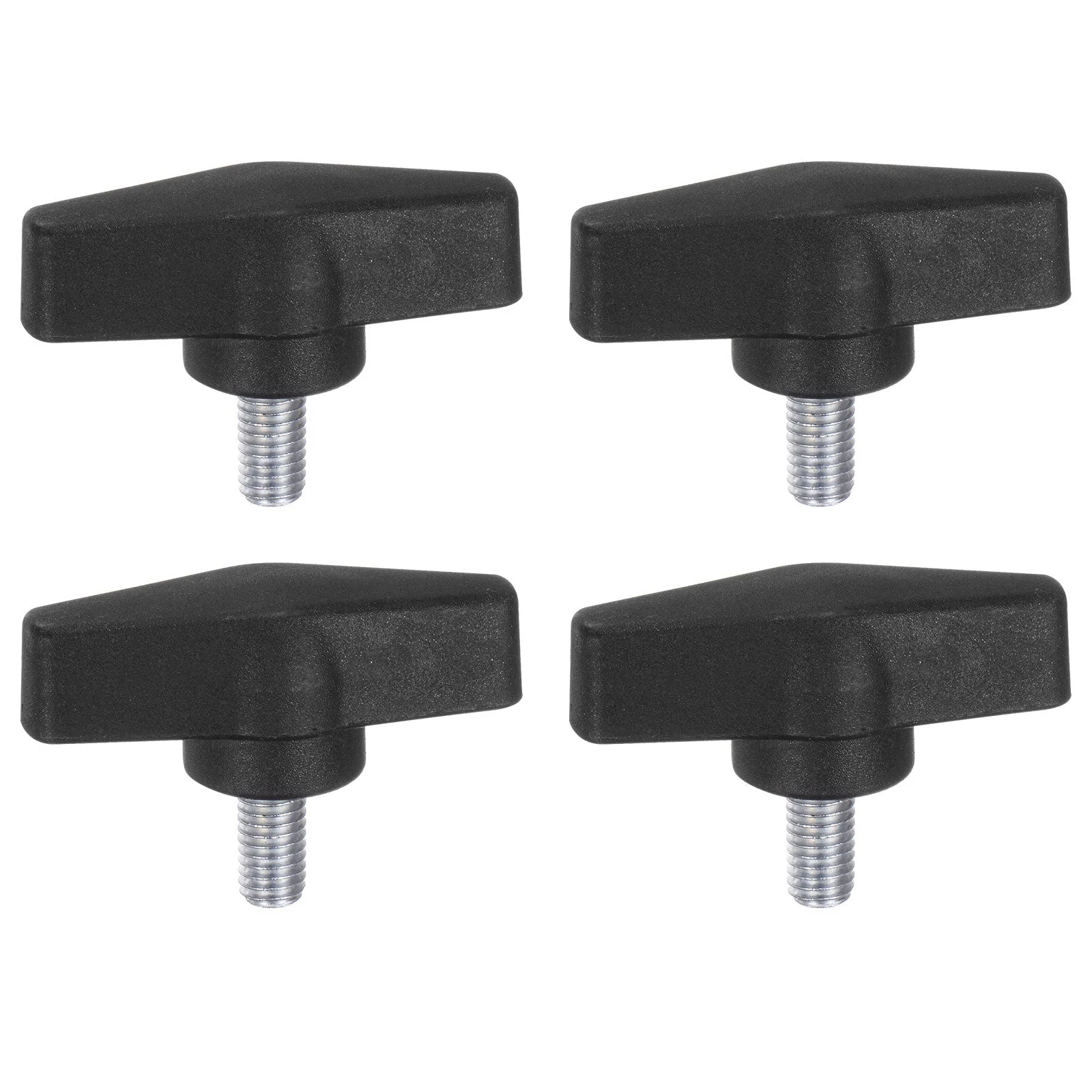 4pcs Tee Wing Knobs M8 x 16mm Male Thread 55mm T Head Clamping Thumb Screw Black
