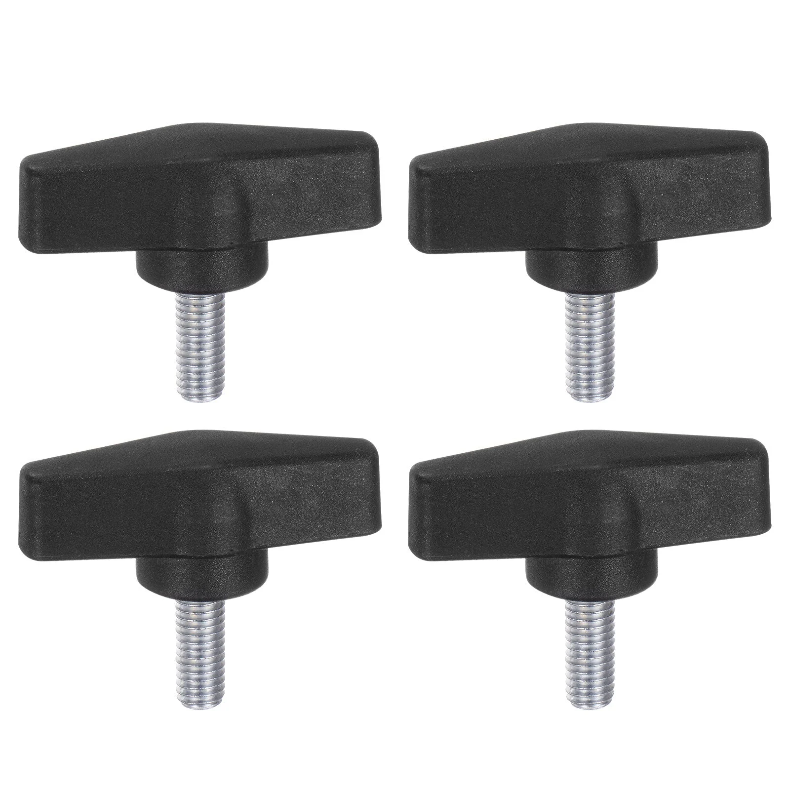 4pcs Tee Wing Knobs M8 x 20mm Male Thread 55mm T Head Clamping Thumb Screw Black
