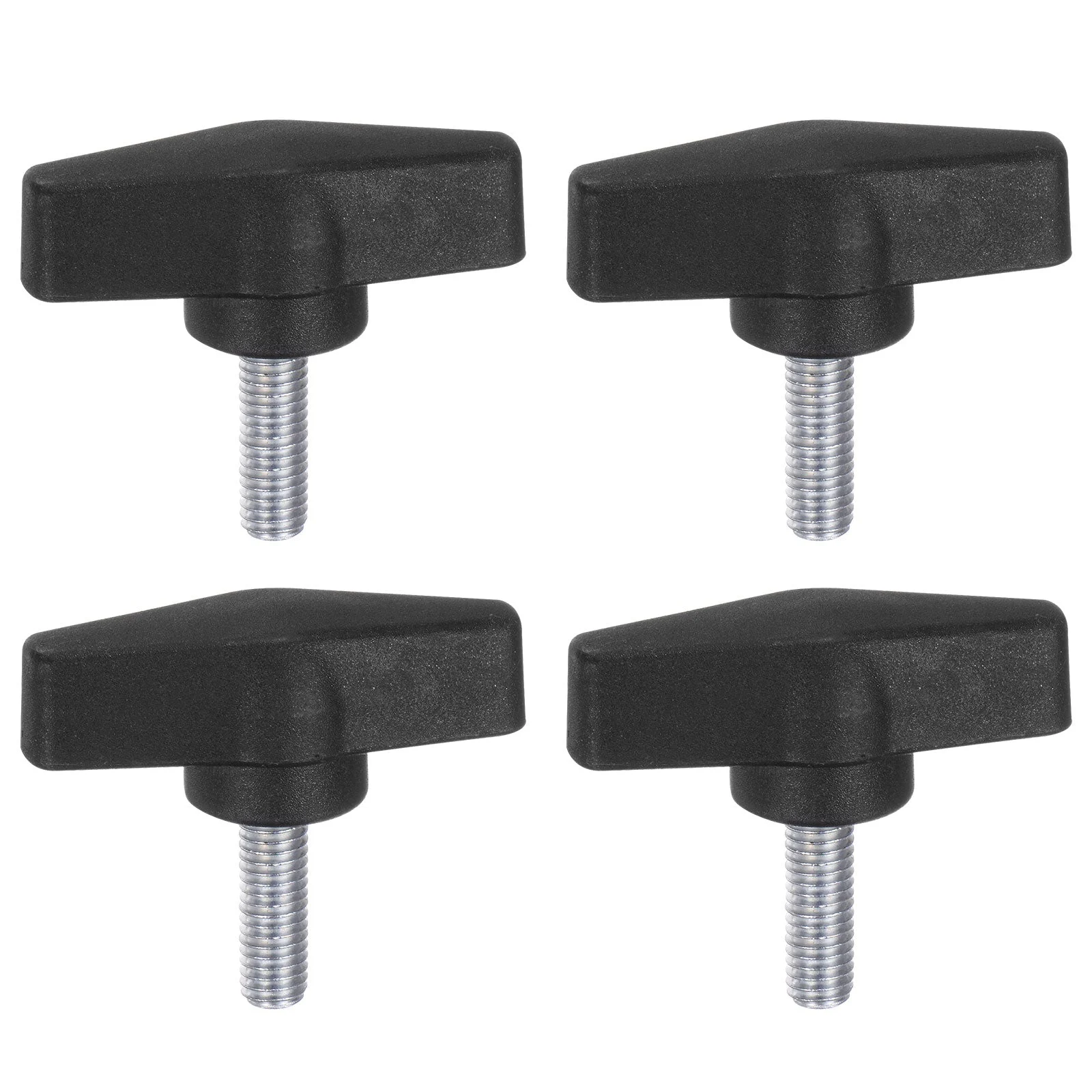 4pcs Tee Wing Knobs M8 x 25mm Male Thread 55mm T Head Clamping Thumb Screw Black