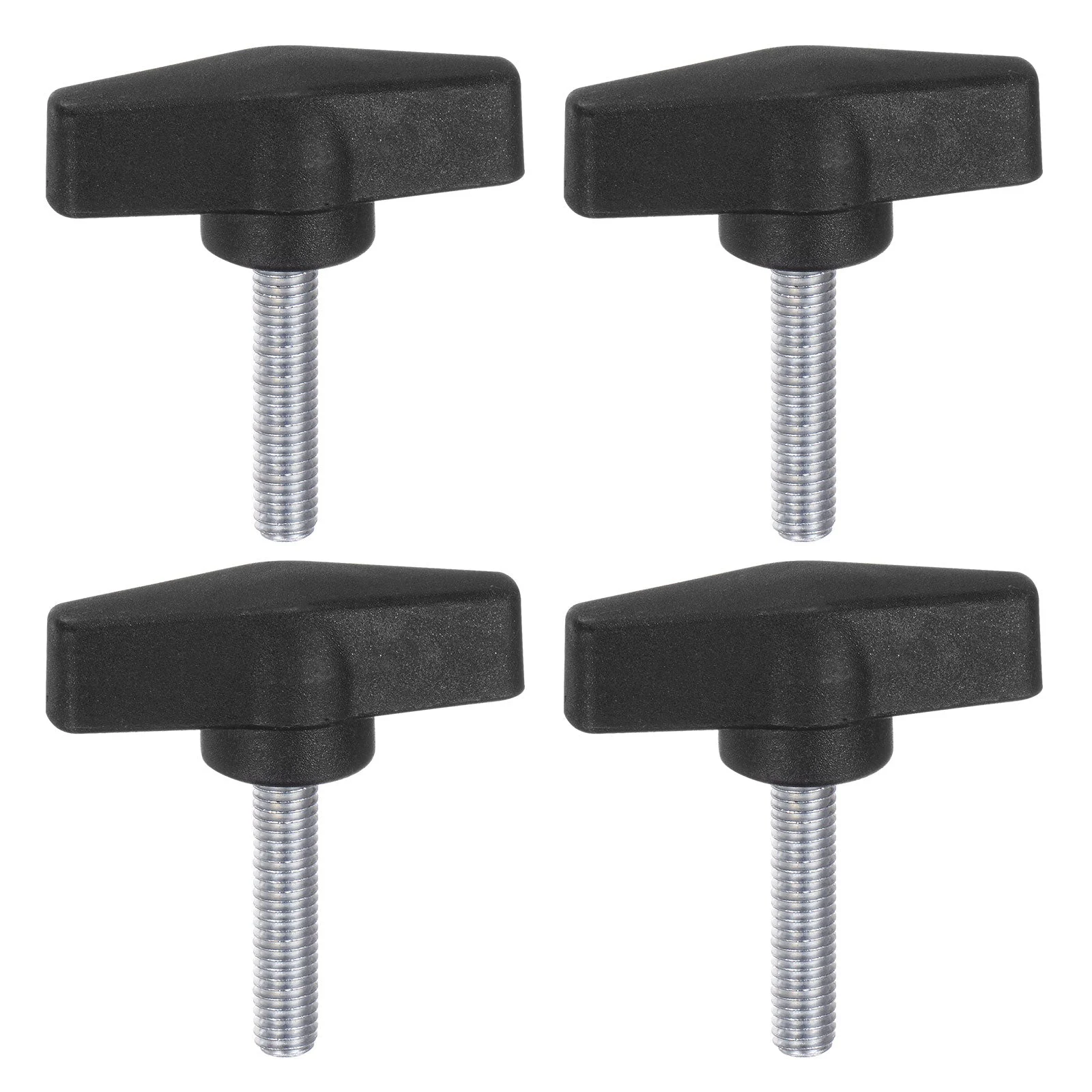 4pcs Tee Wing Knobs M8 x 35mm Male Thread 55mm T Head Clamping Thumb Screw Black