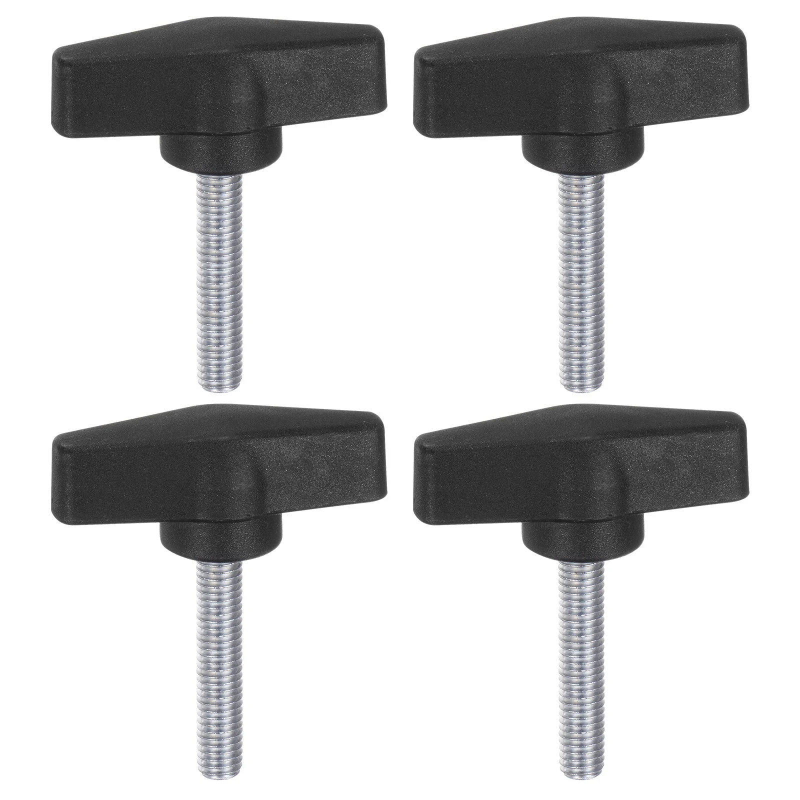 4pcs Tee Wing Knobs M8 x 40mm Male Thread 55mm T Head Clamping Thumb Screw Black