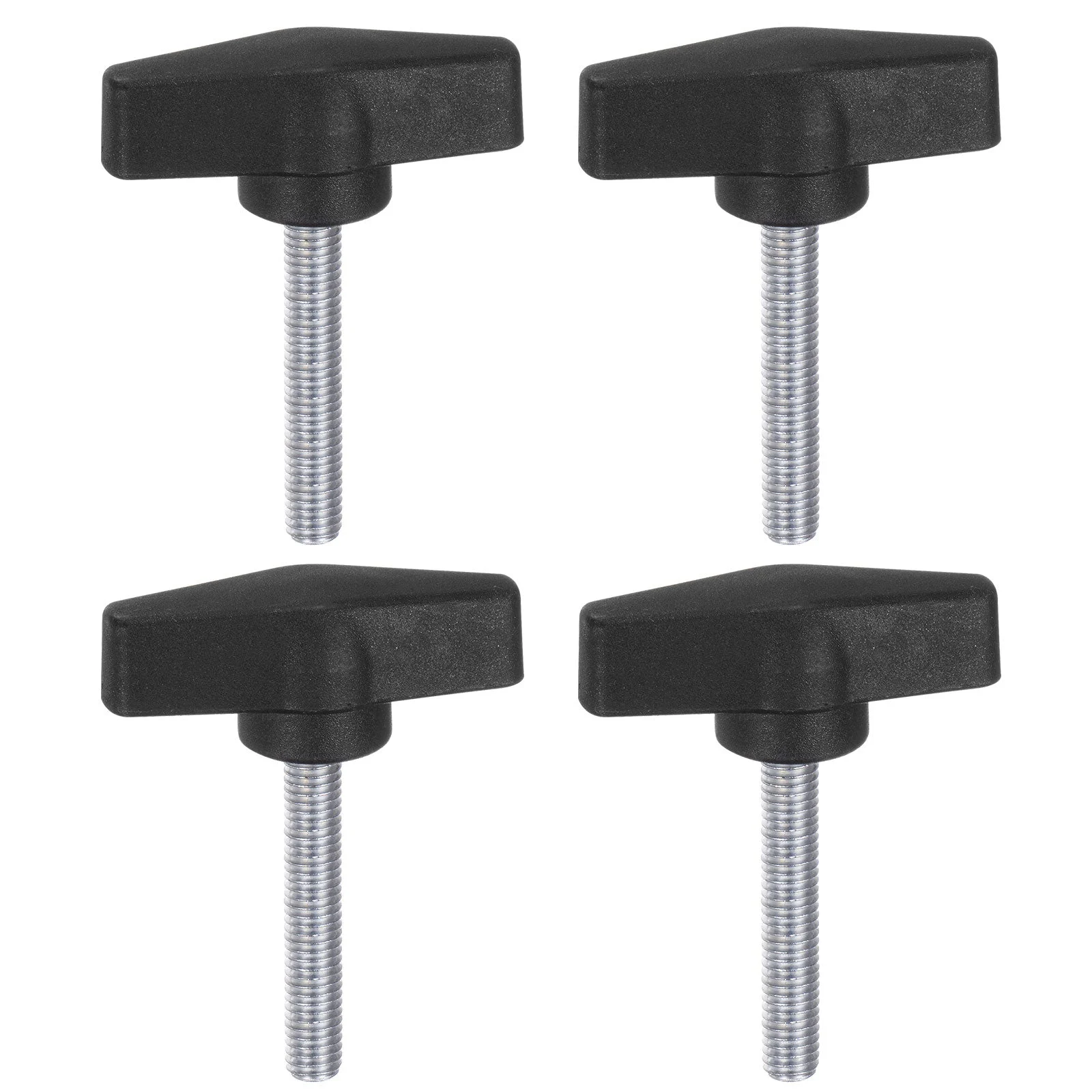 4pcs Tee Wing Knobs M8 x 45mm Male Thread 55mm T Head Clamping Thumb Screw Black