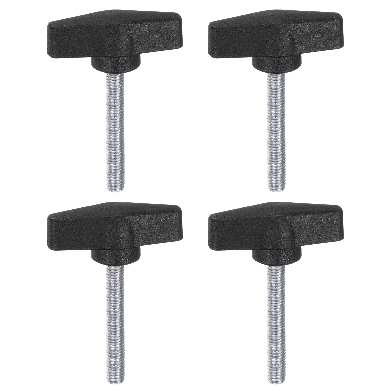 4pcs Tee Wing Knobs M8 x 50mm Male Thread 55mm T Head Clamping Thumb Screw Black