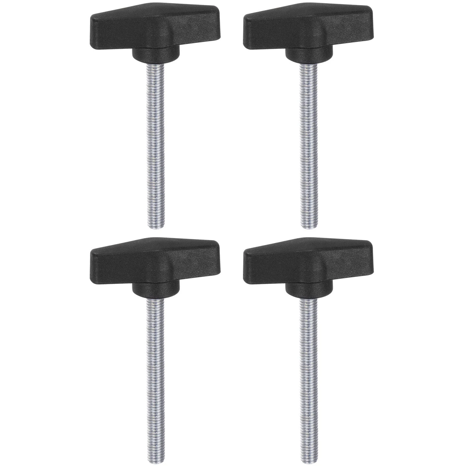 4pcs Tee Wing Knobs M8 x 70mm Male Thread 55mm T Head Clamping Thumb Screw Black
