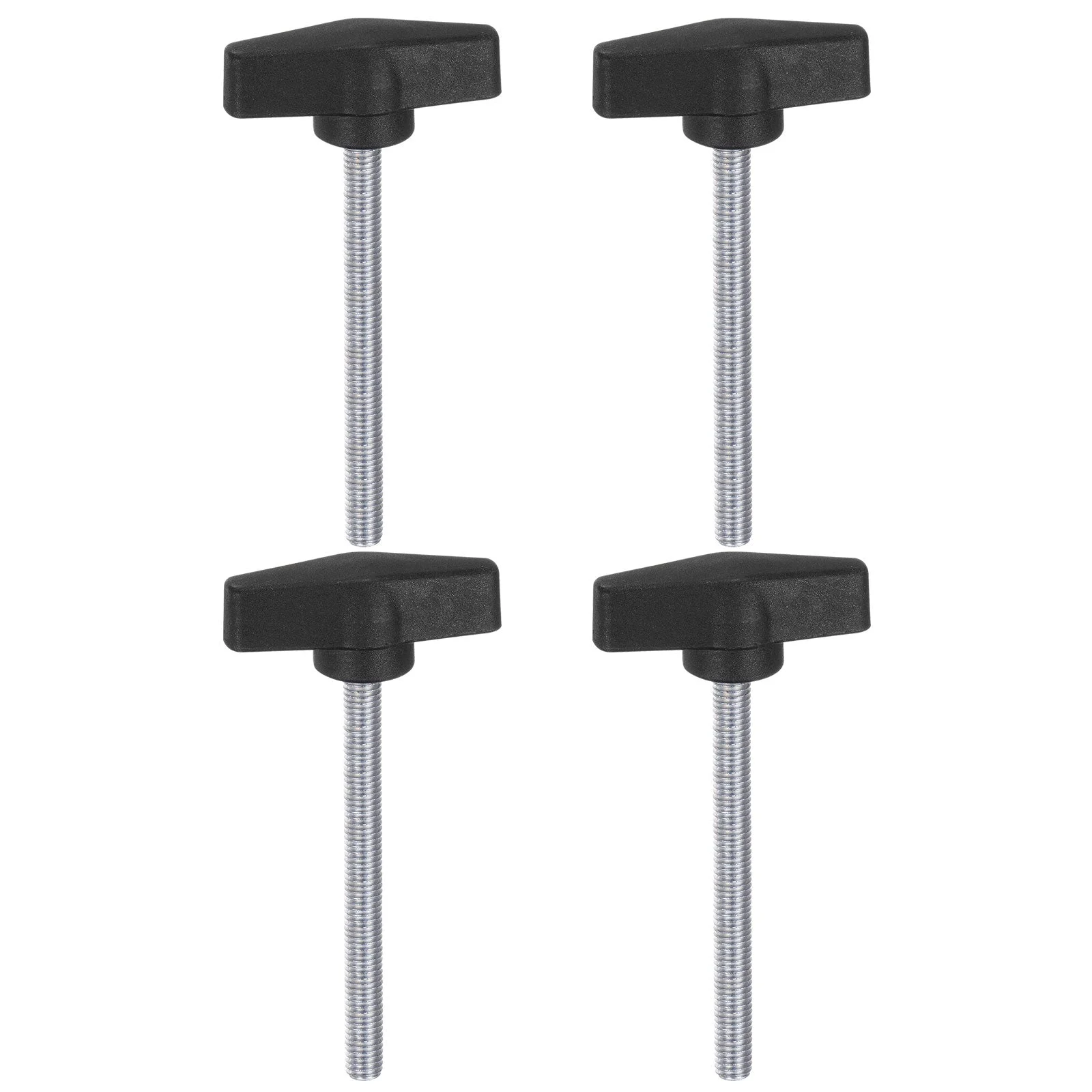 4pcs Tee Wing Knobs M8 x 80mm Male Thread 55mm T Head Clamping Thumb Screw Black