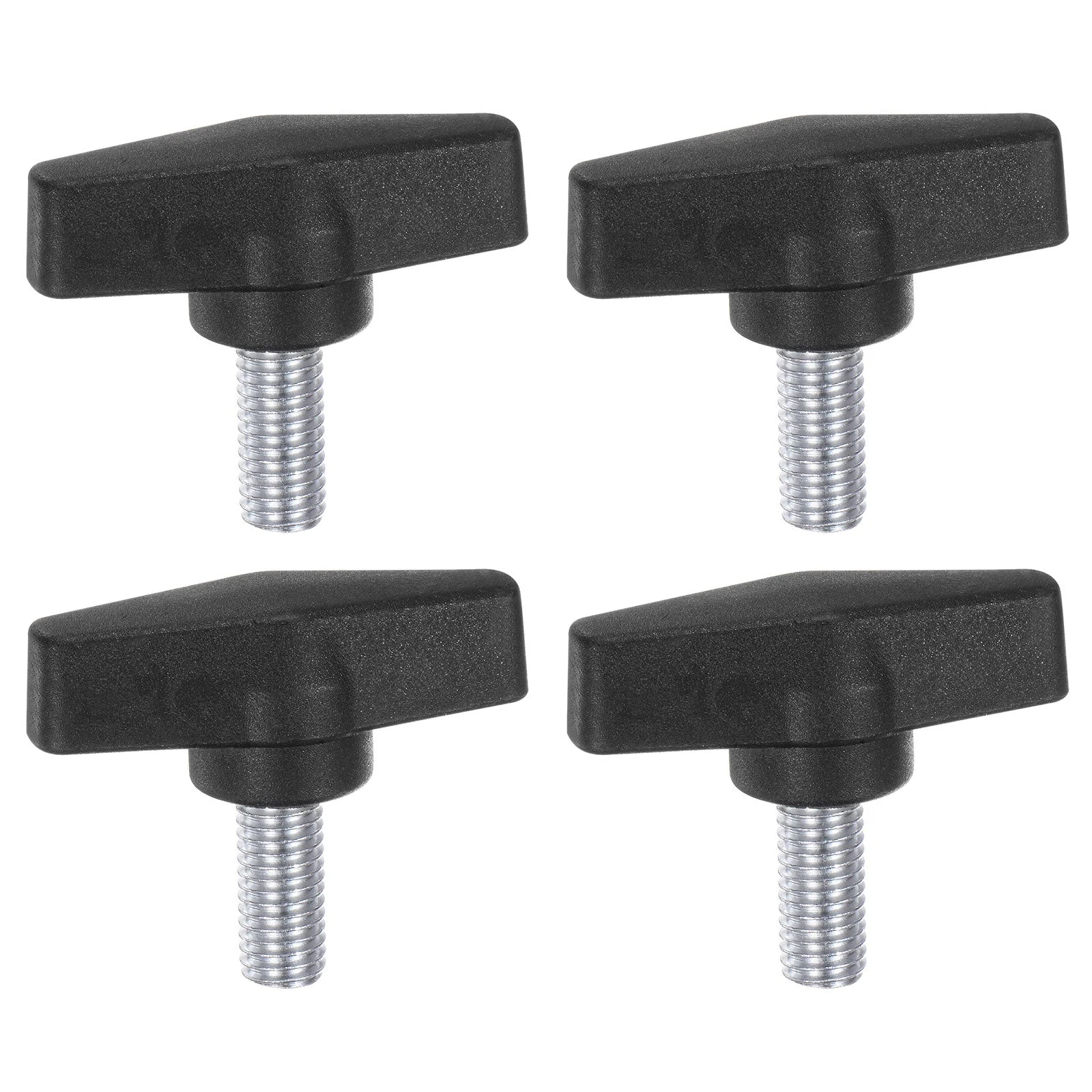 4pcs Tee Wing Knob M10 x 20mm Male Thread 55mm T Head Clamping Thumb Screw Black