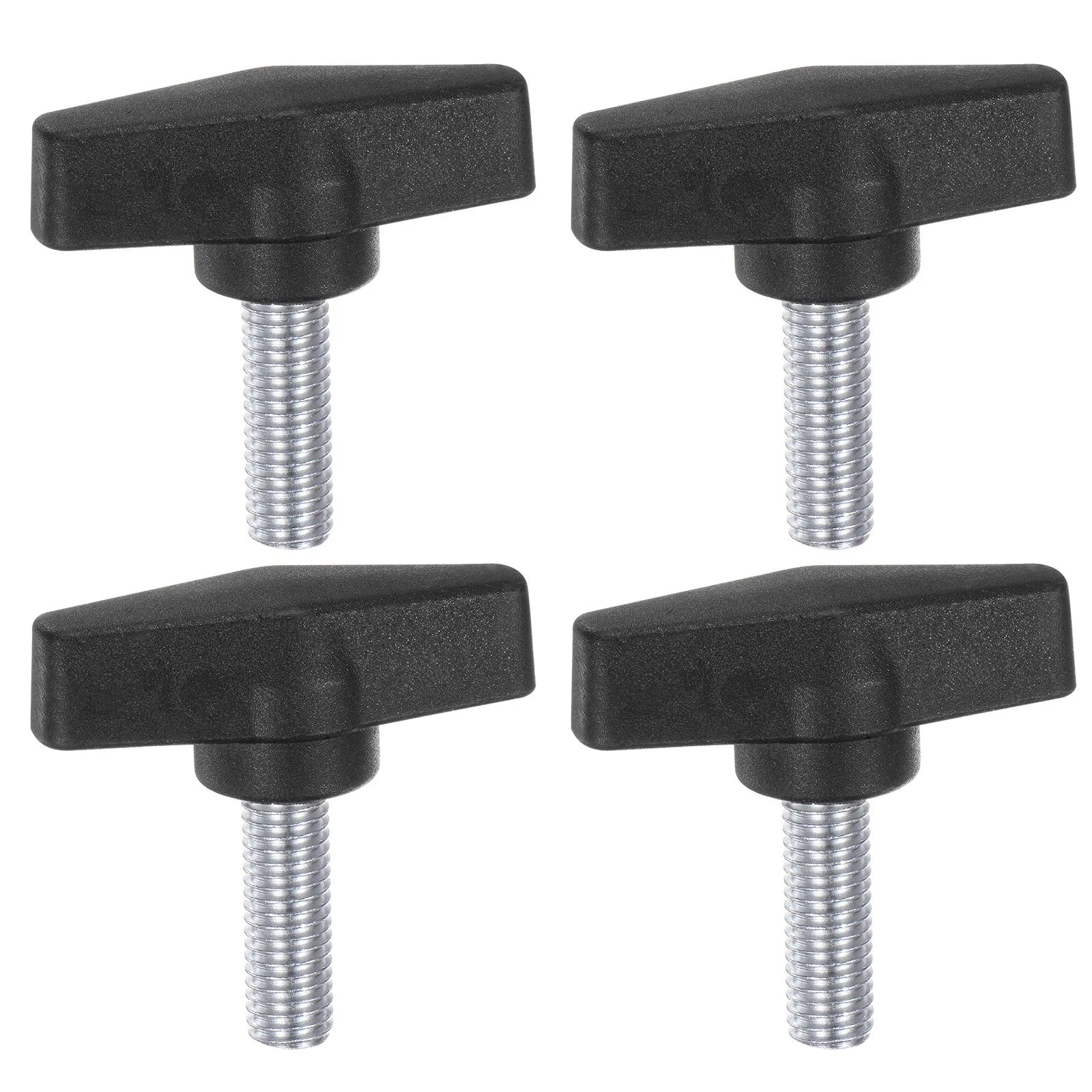 4pcs Tee Wing Knob M10 x 25mm Male Thread 55mm T Head Clamping Thumb Screw Black