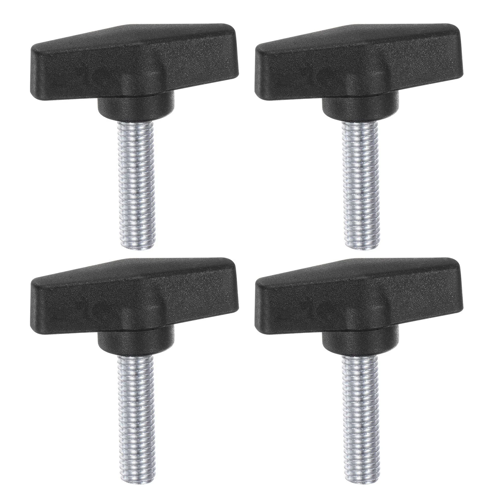 4pcs Tee Wing Knob M10 x 30mm Male Thread 55mm T Head Clamping Thumb Screw Black