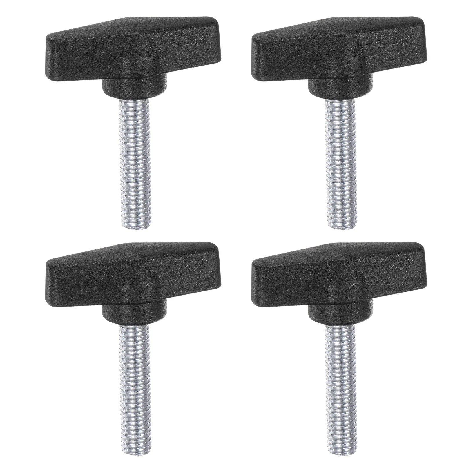 4pcs Tee Wing Knob M10 x 35mm Male Thread 55mm T Head Clamping Thumb Screw Black