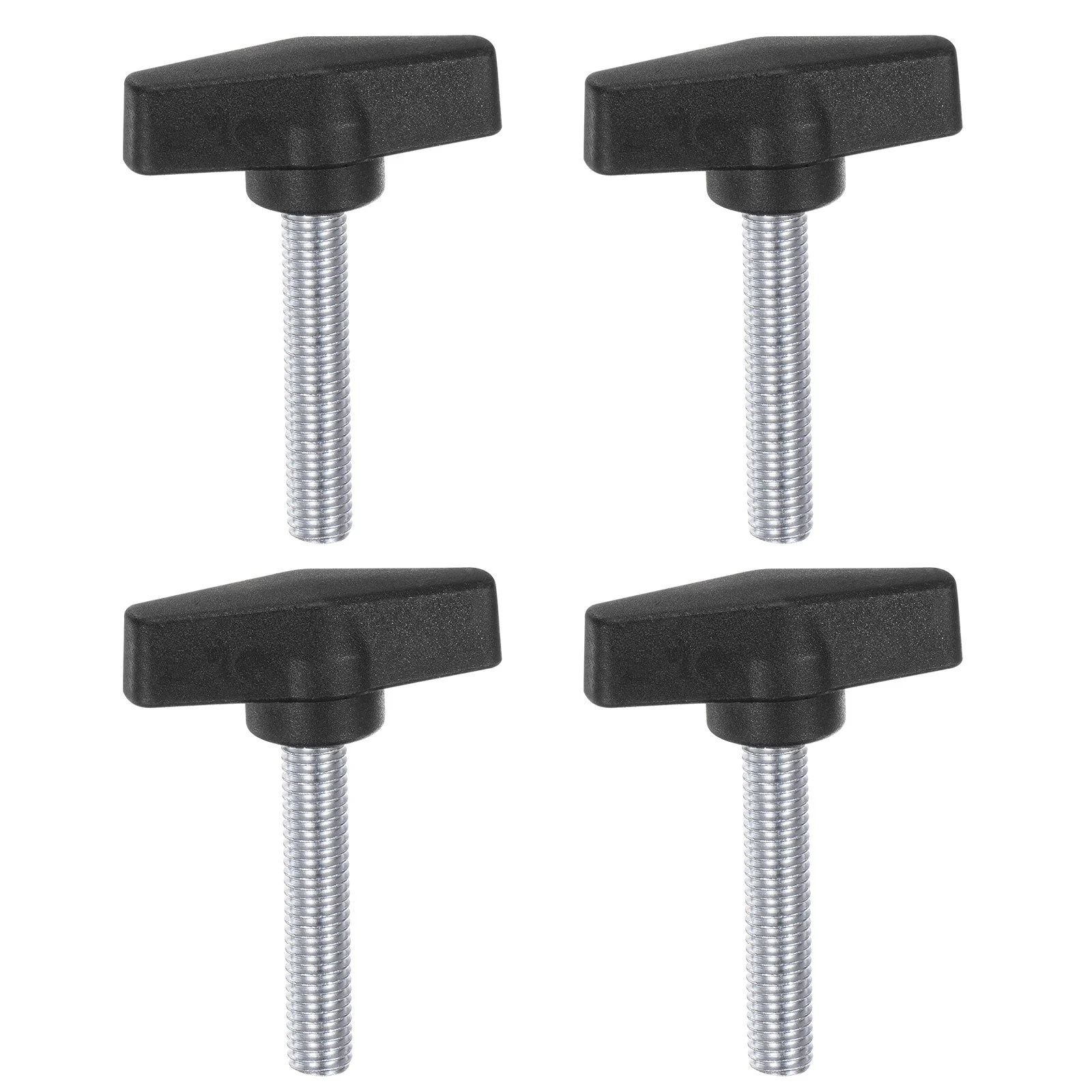 4pcs Tee Wing Knob M10 x 40mm Male Thread 55mm T Head Clamping Thumb Screw Black