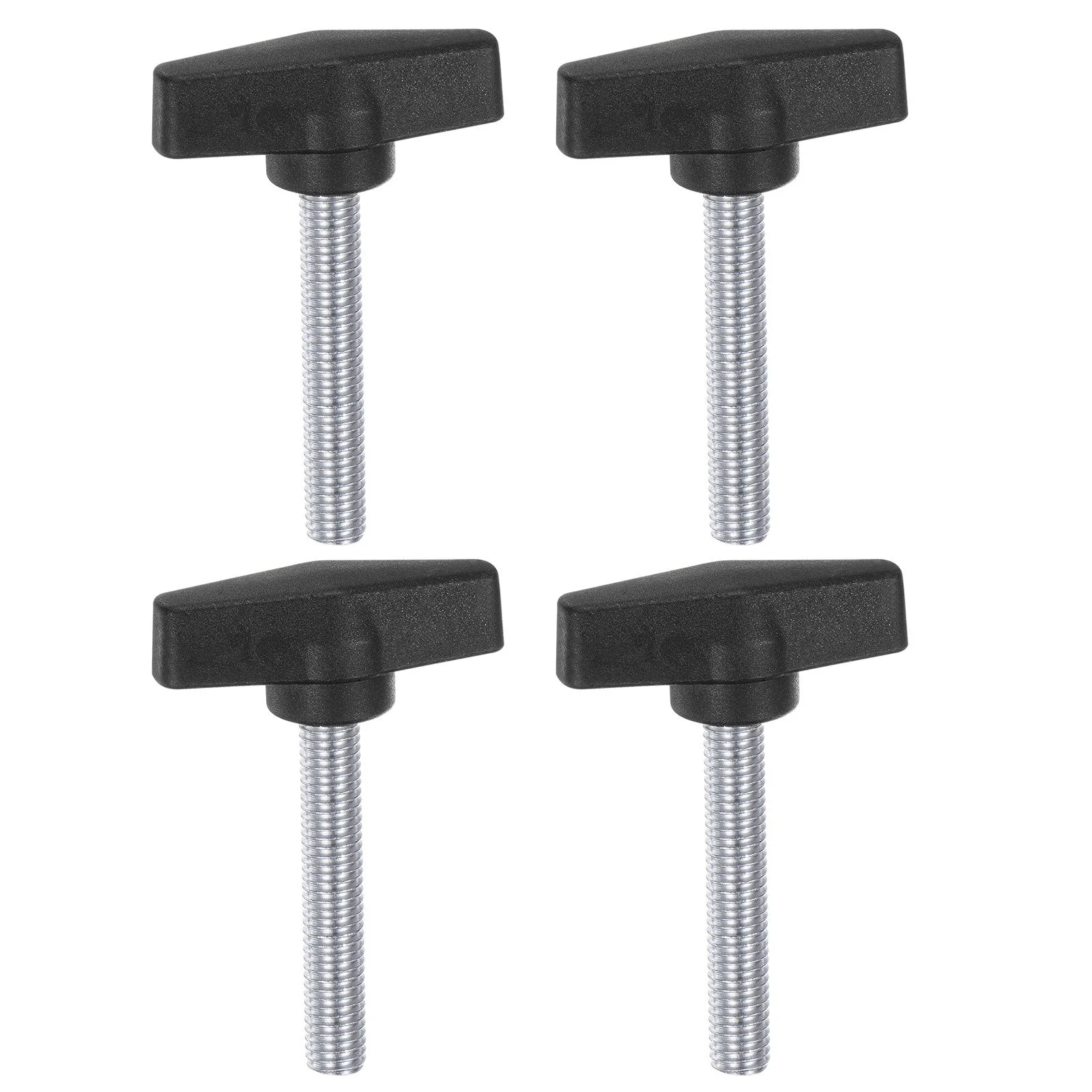 4pcs Tee Wing Knob M10 x 45mm Male Thread 55mm T Head Clamping Thumb Screw Black