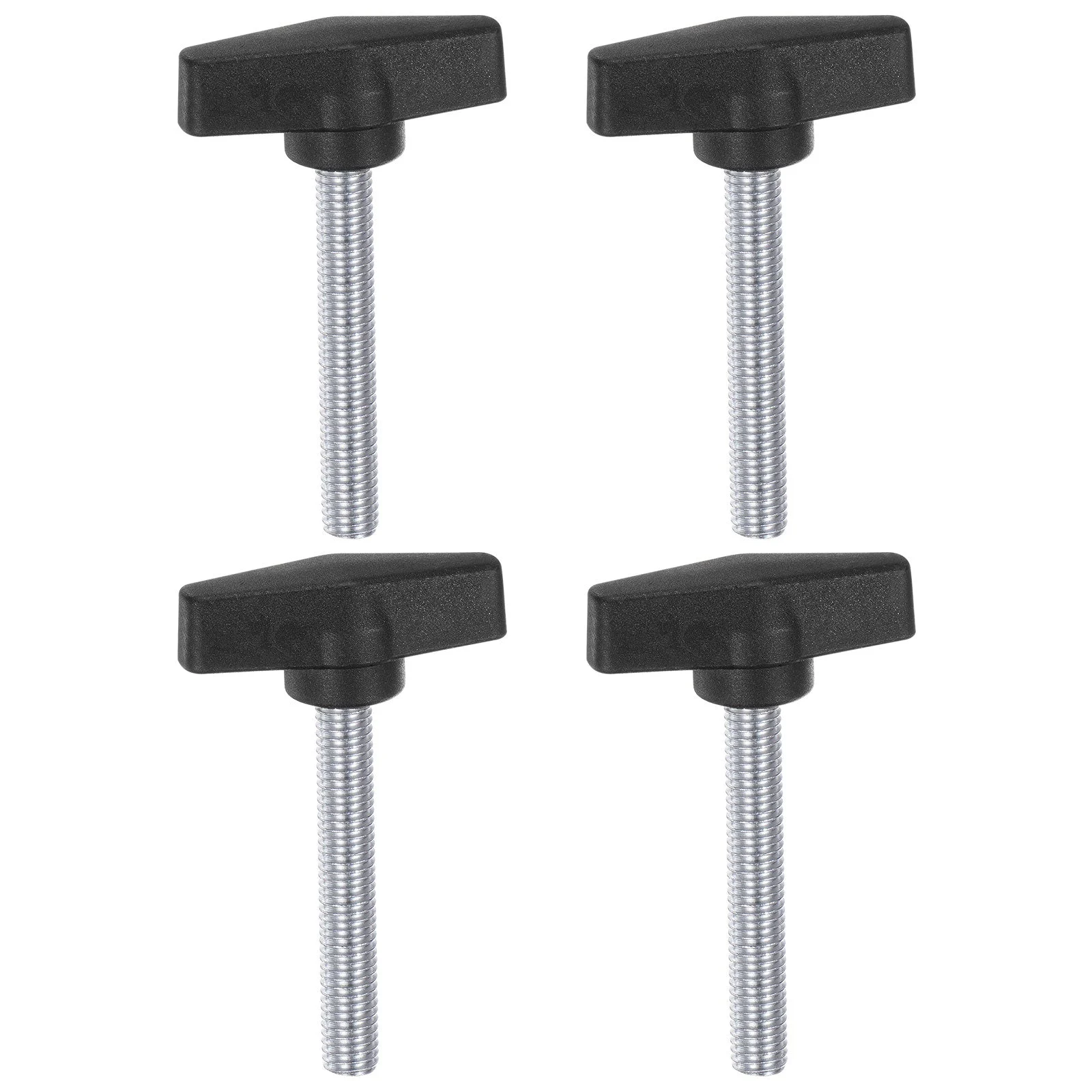 4pcs Tee Wing Knobs M10 x 50mm Metric Male Threaded Stud 55mm T Head Plastic Knob Handles Thumb Screws Hand Clamping Tightening Knob Grip Thumbscrew, Black