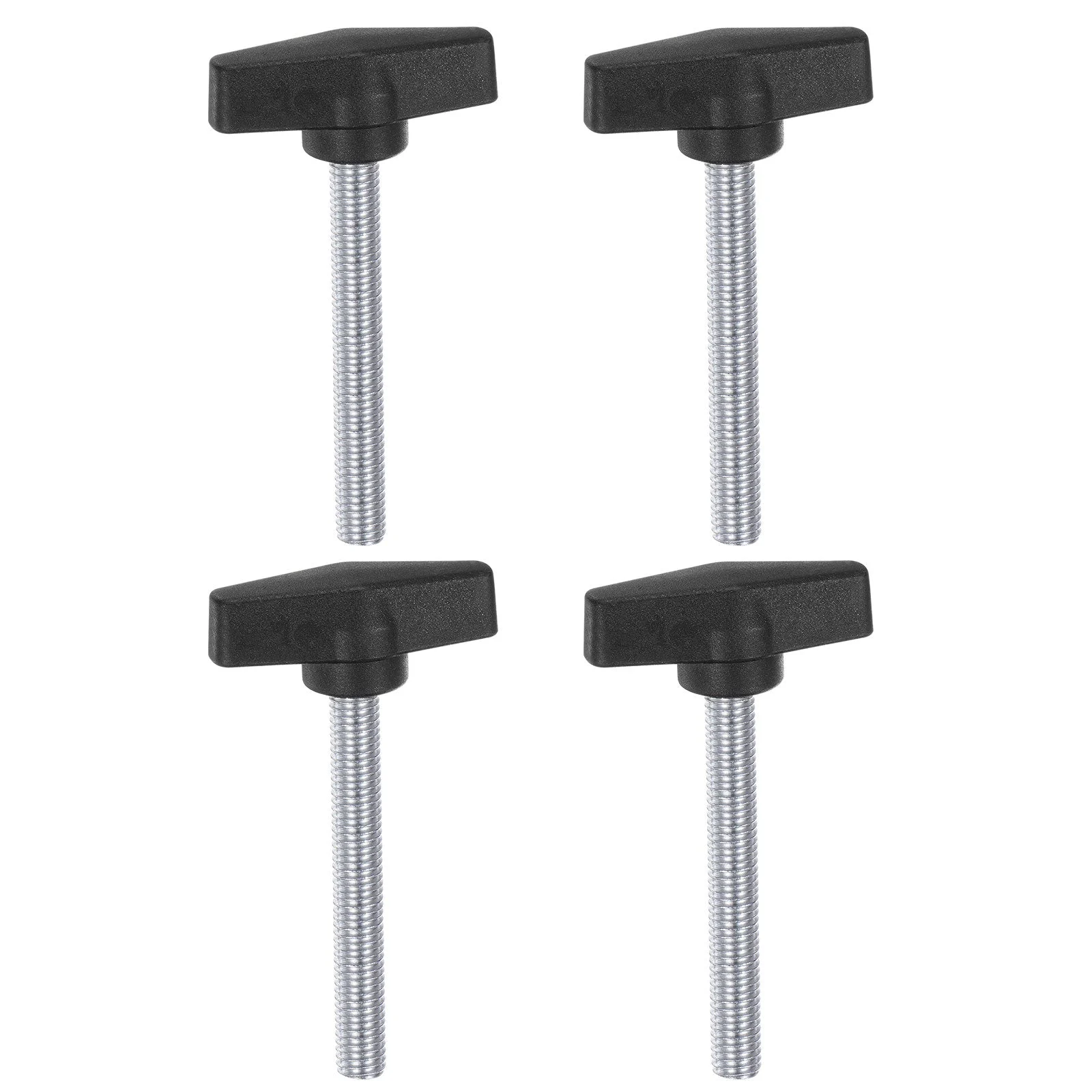4pcs Tee Wing Knobs M10 x 60mm Metric Male Threaded Stud 55mm T Head Plastic Knob Handles Thumb Screws Hand Clamping Tightening Knob Grip Thumbscrew, Black