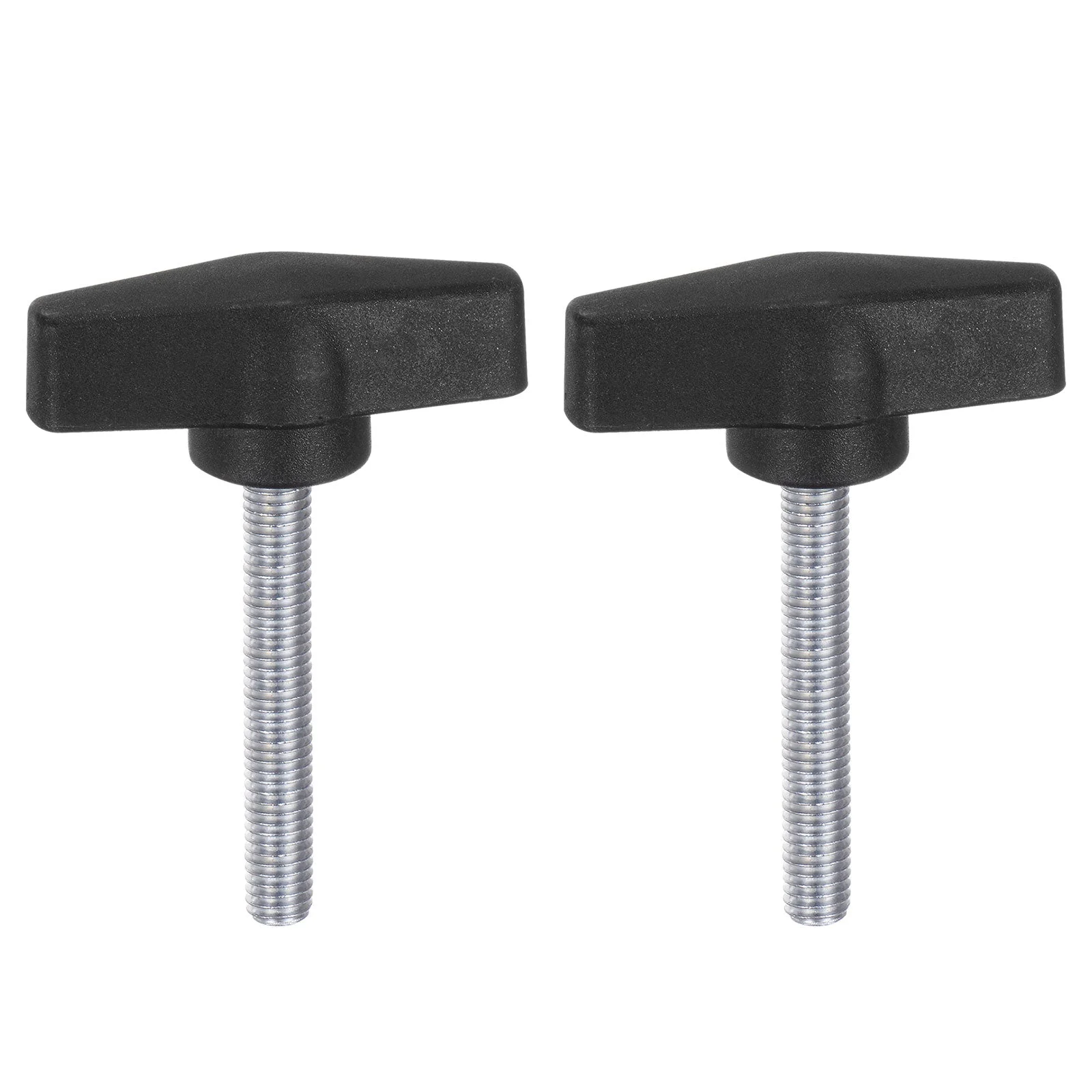 2pcs Tee Wing Knobs M8 x 50mm Metric Male Threaded Stud 55mm T Head Plastic Knob Handles Thumb Screws Hand Clamping Tightening Knob Grip Thumbscrew, Black