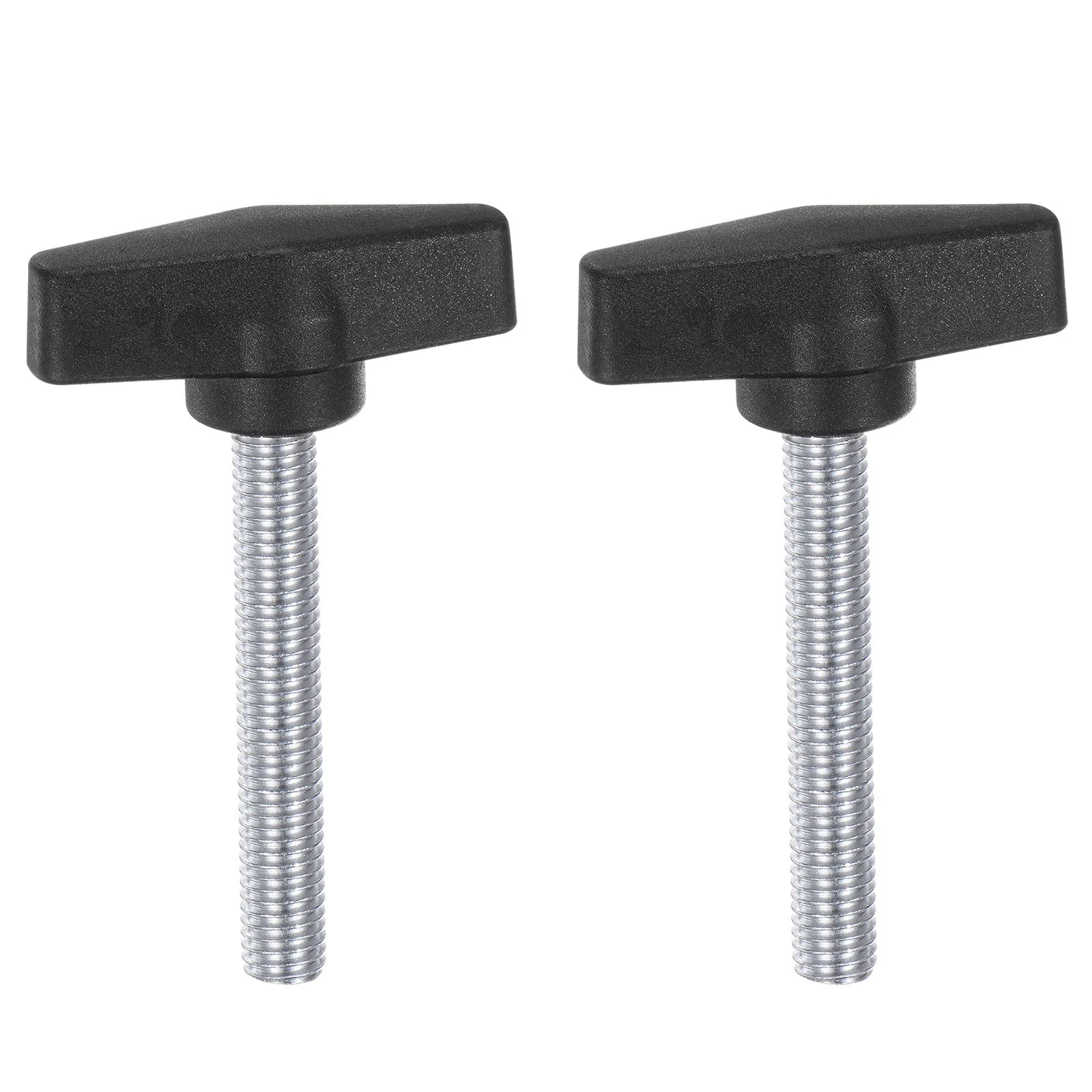 2pcs Tee Wing Knobs M10 x 50mm Metric Male Threaded Stud 55mm T Head Plastic Knob Handles Thumb Screws Hand Clamping Tightening Knob Grip Thumbscrew, Black