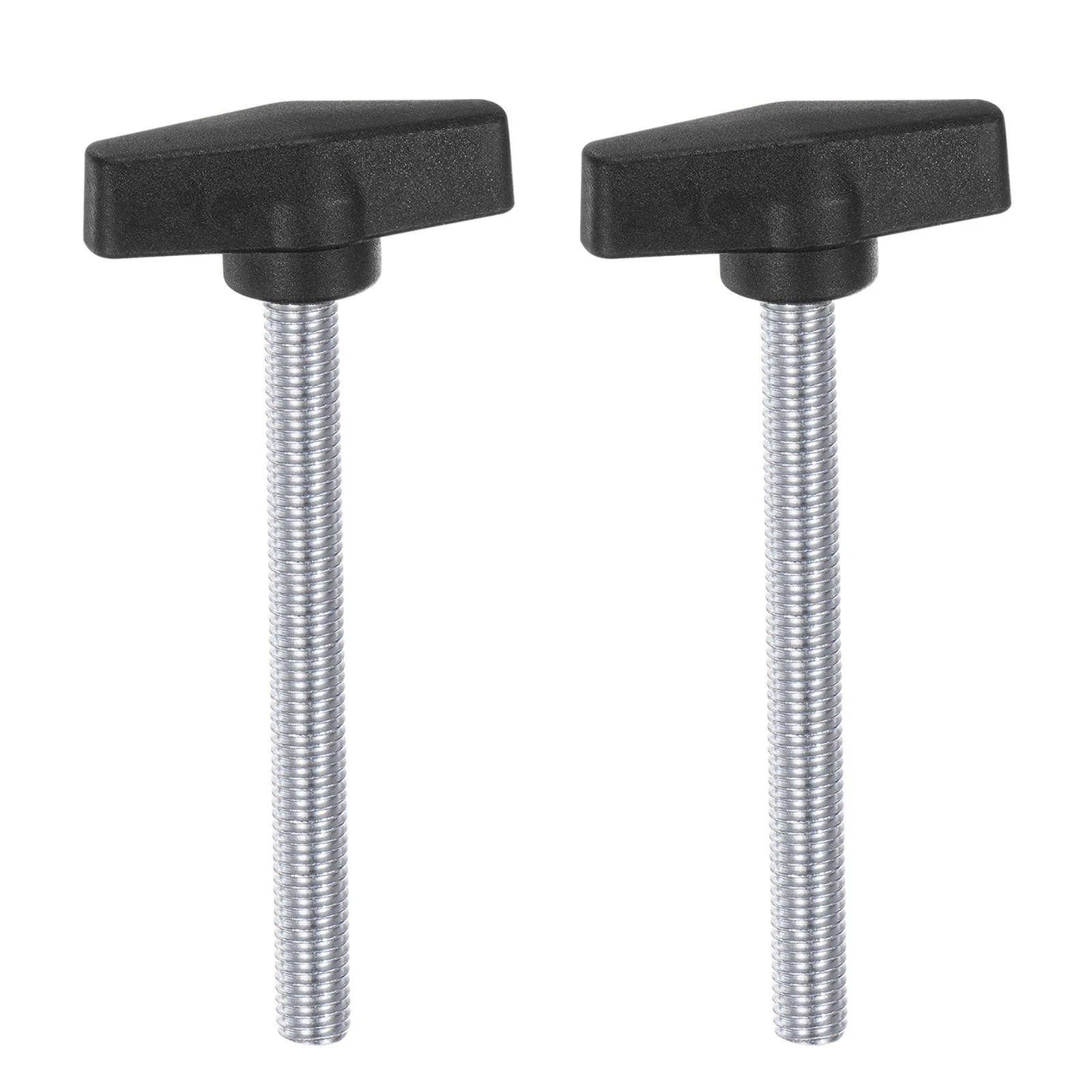 2pcs Tee Wing Knobs M10 x 80mm Metric Male Threaded Stud 55mm T Head Plastic Knob Handles Thumb Screws Hand Clamping Tightening Knob Grip Thumbscrew, Black