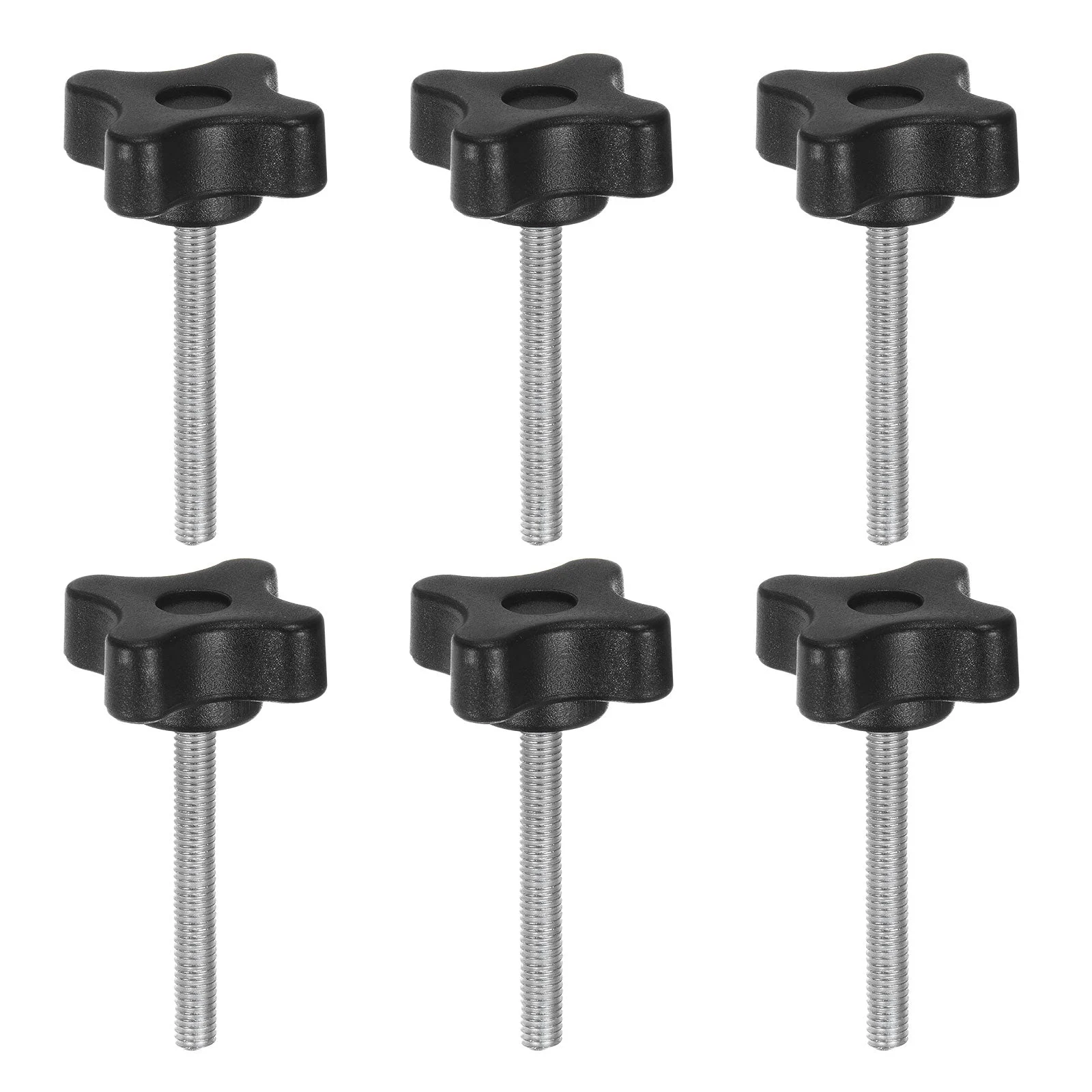 6pcs Star Knobs M5 x 40mm Metric Threaded Stud 32mm 4-Point Head Clamping Screws