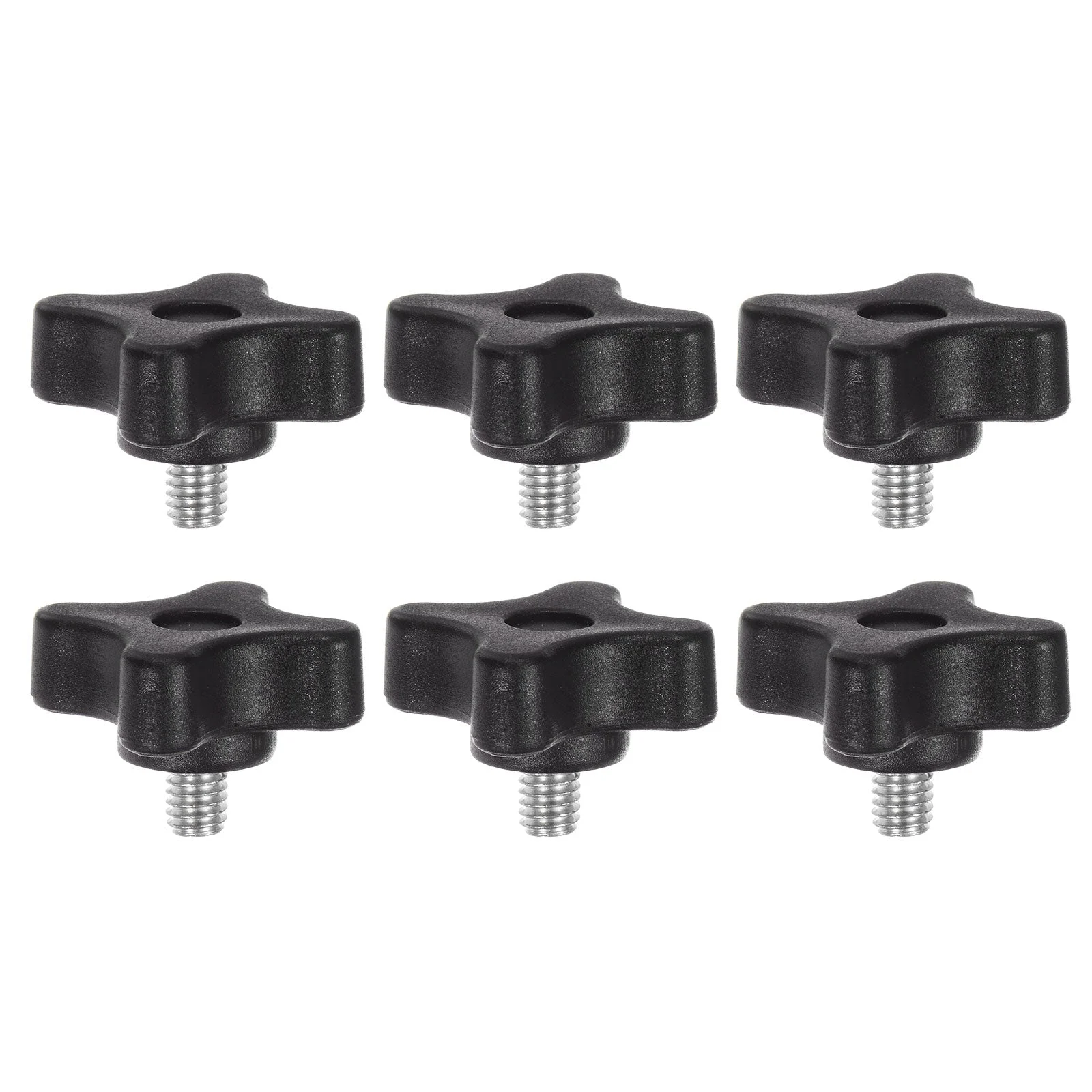 6pcs Star Knobs M6 x 8mm Metric Threaded Stud 32mm 4-Point Head Clamping Screws