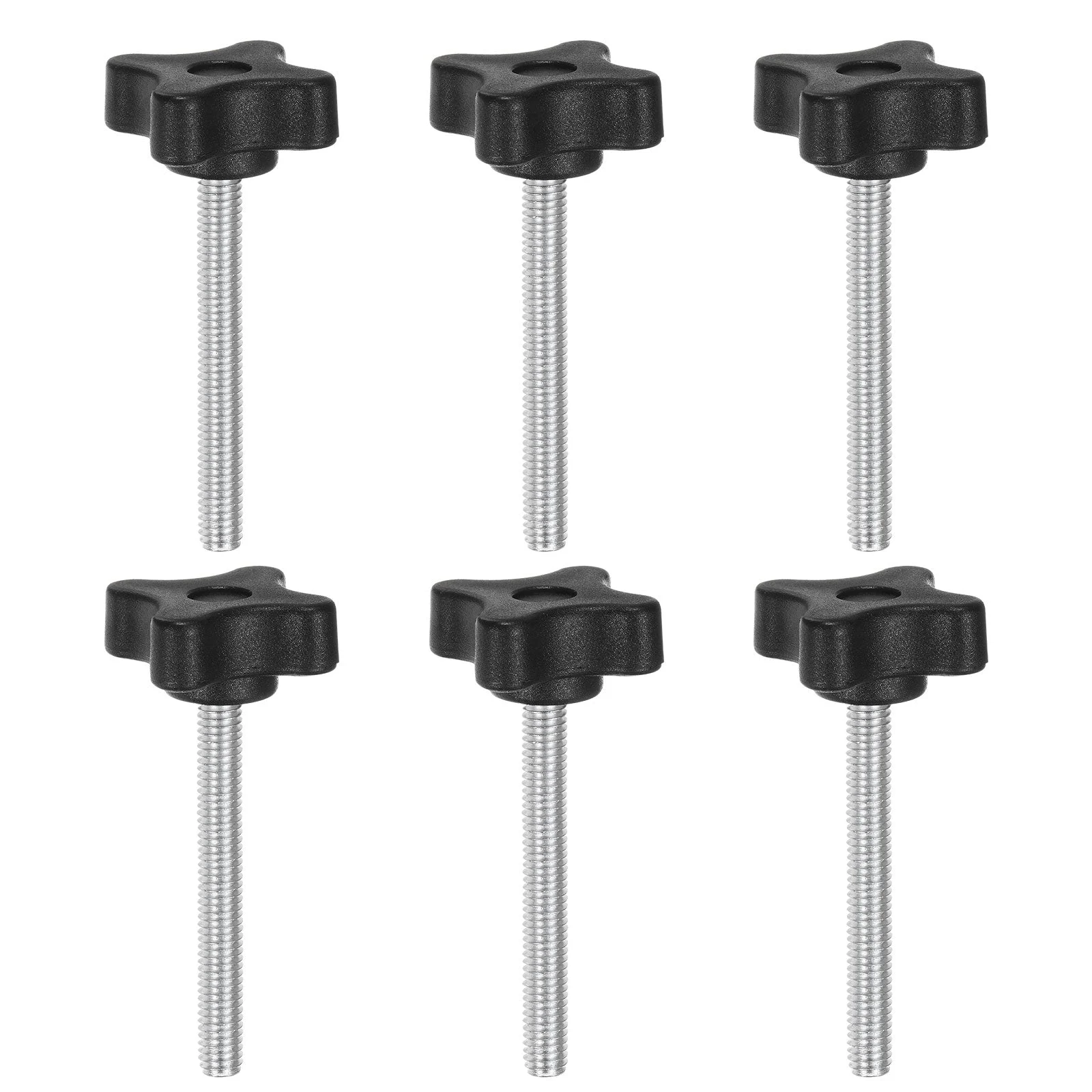 6pcs Star Knobs M6 x 60mm Metric Threaded Stud 32mm 4-Point Head Clamping Screws