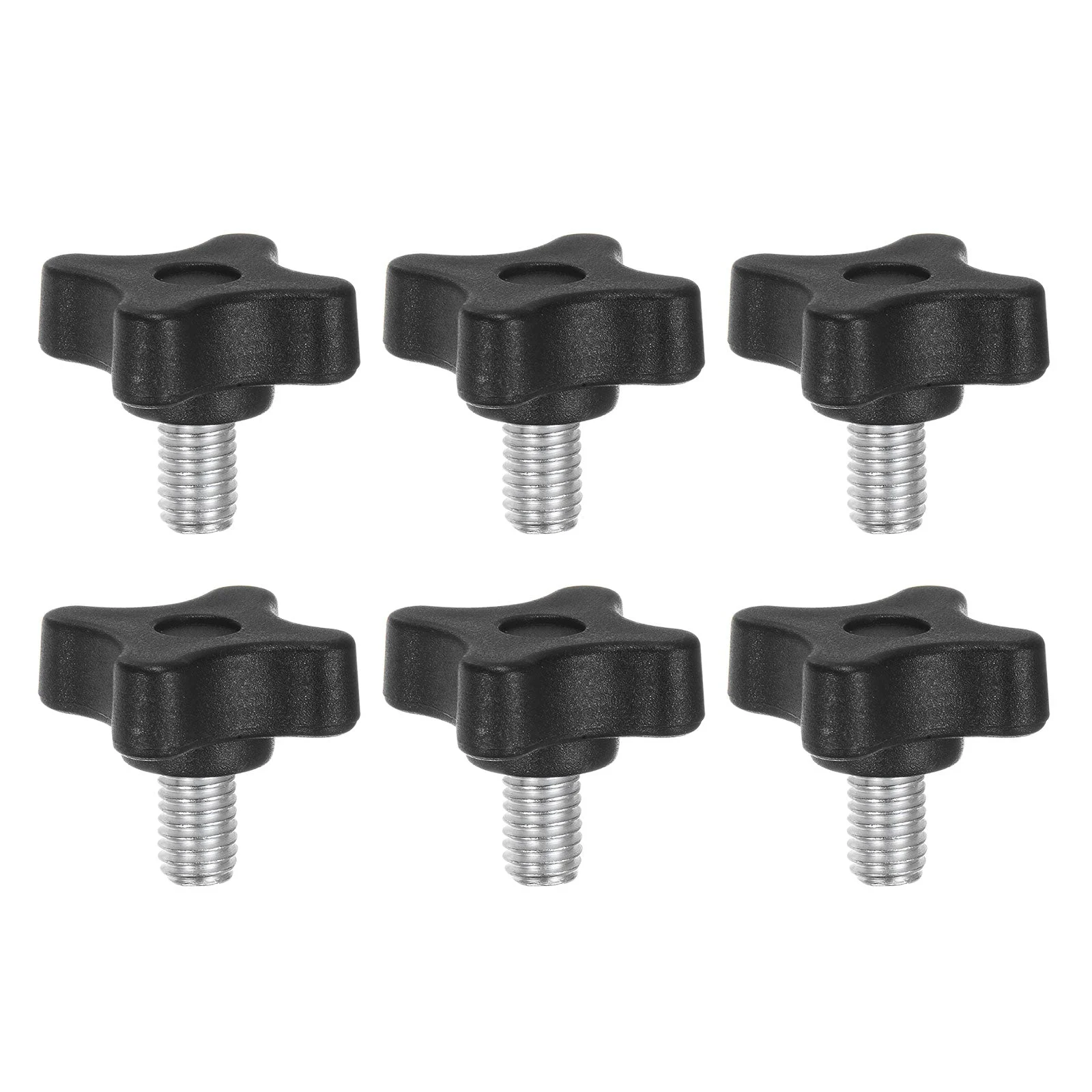 6pcs Star Knobs M8 x 12mm Metric Threaded Stud 32mm 4-Point Head Clamping Screws