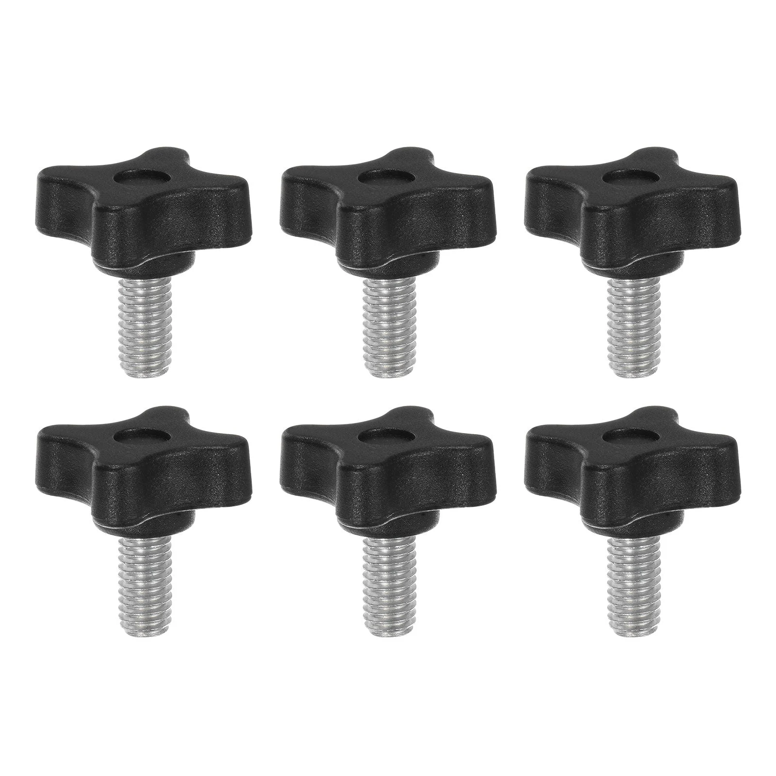 6pcs Star Knobs M8 x 16mm Metric Threaded Stud 32mm 4-Point Head Clamping Screws