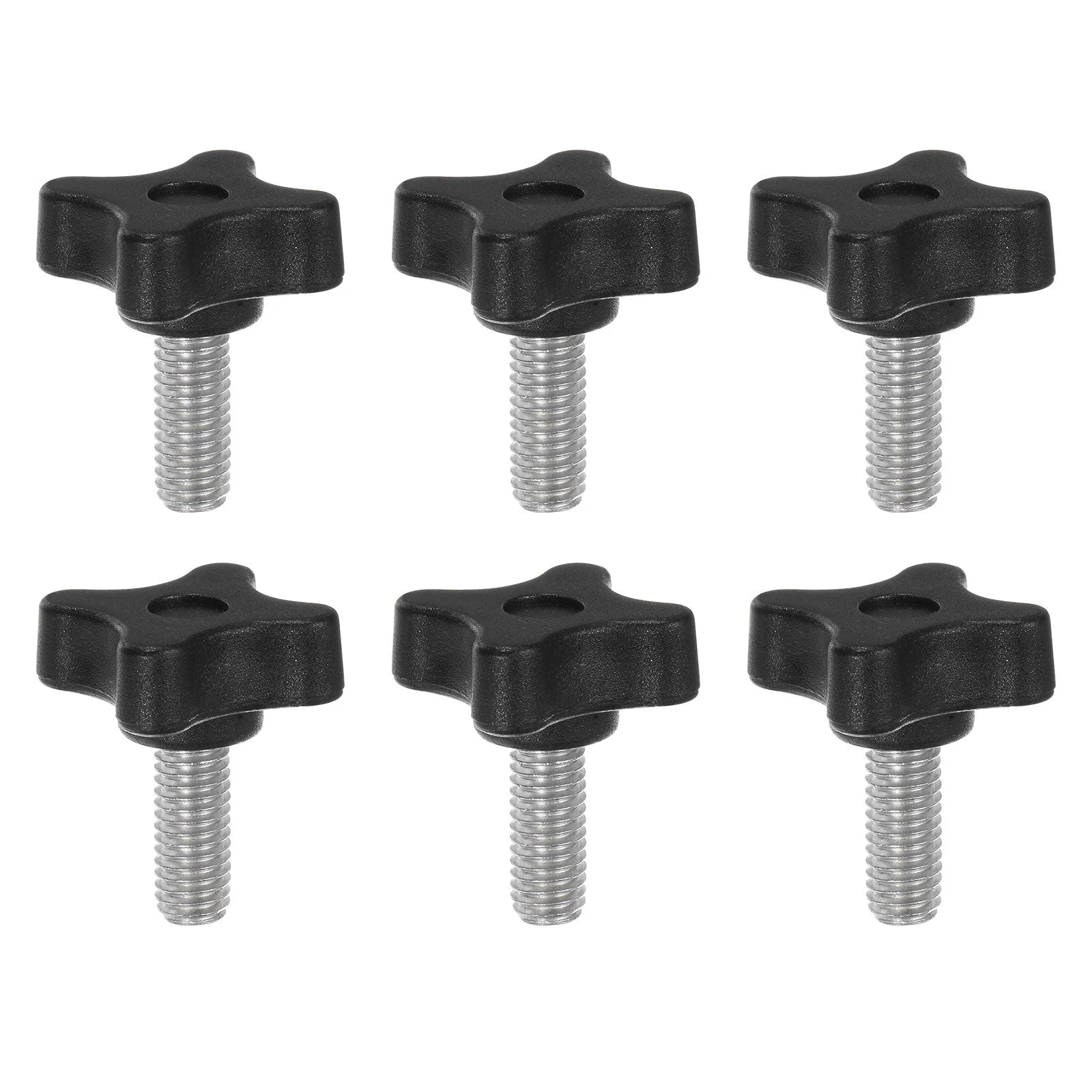 6pcs Star Knobs M8 x 20mm Metric Threaded Stud 32mm 4-Point Head Clamping Screws
