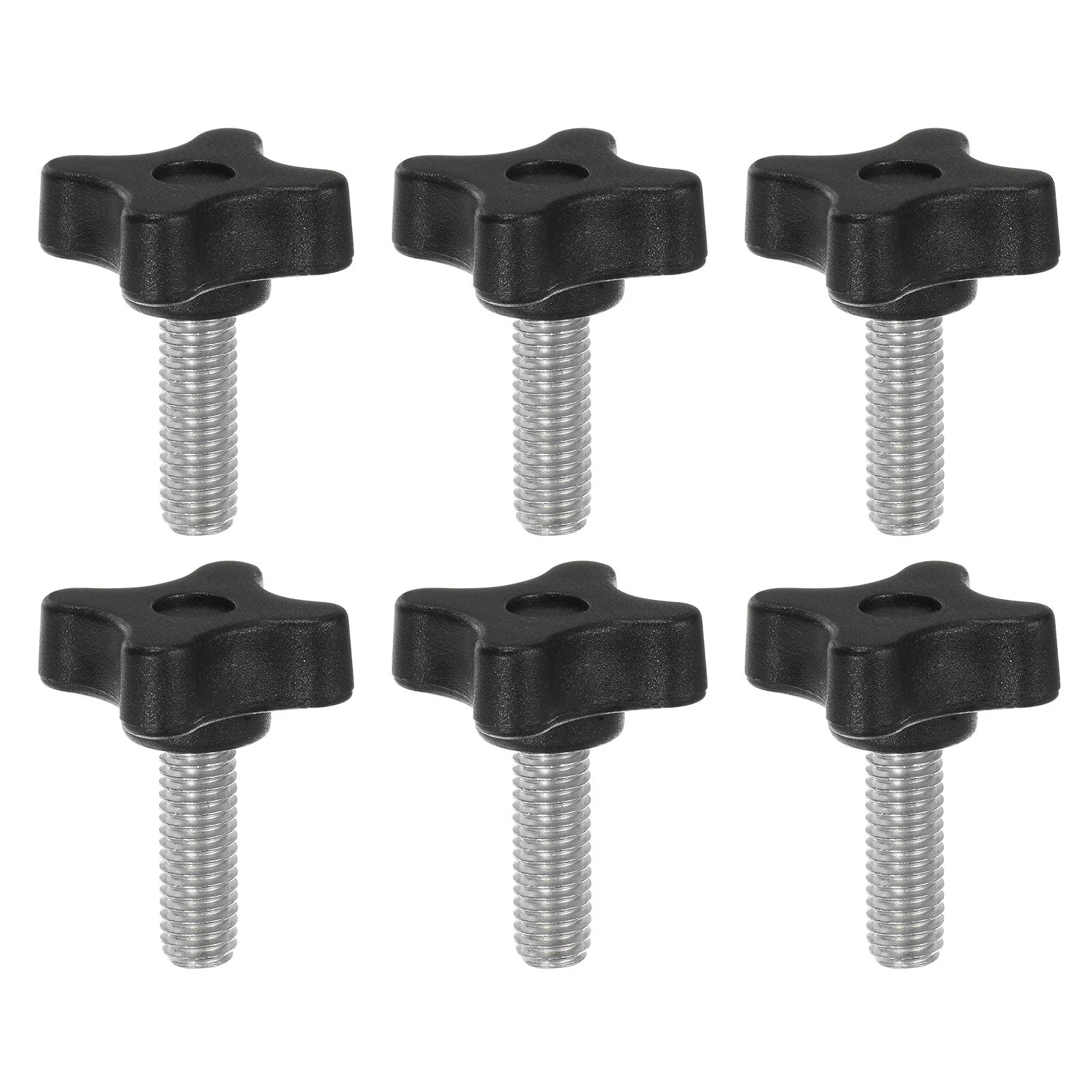 6pcs Star Knobs M8 x 25mm Metric Threaded Stud 32mm 4-Point Head Clamping Screws