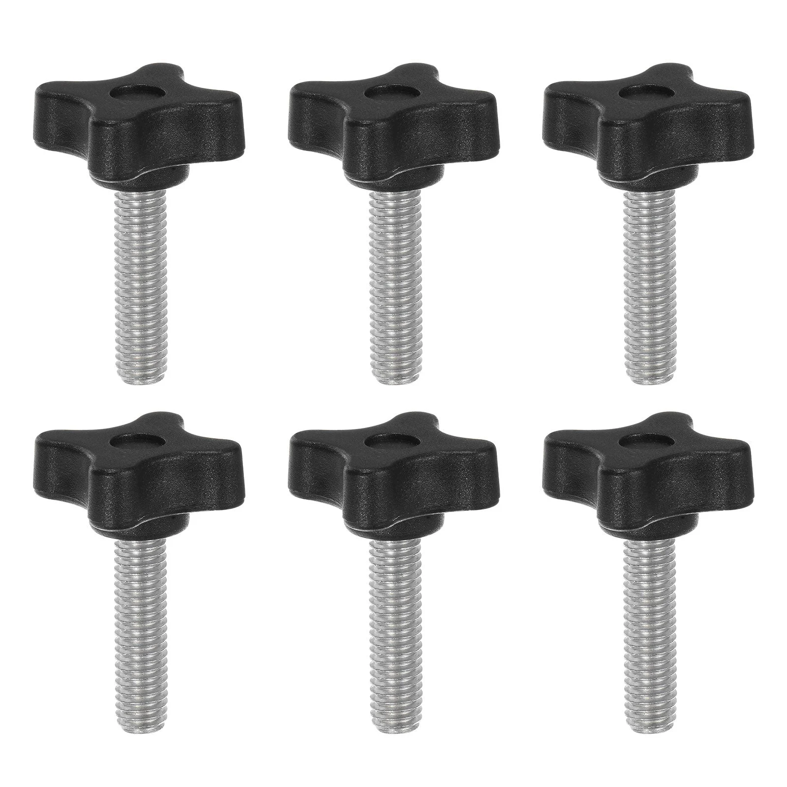 6pcs Star Knobs M8 x 35mm Metric Threaded Stud 32mm 4-Point Head Clamping Screws