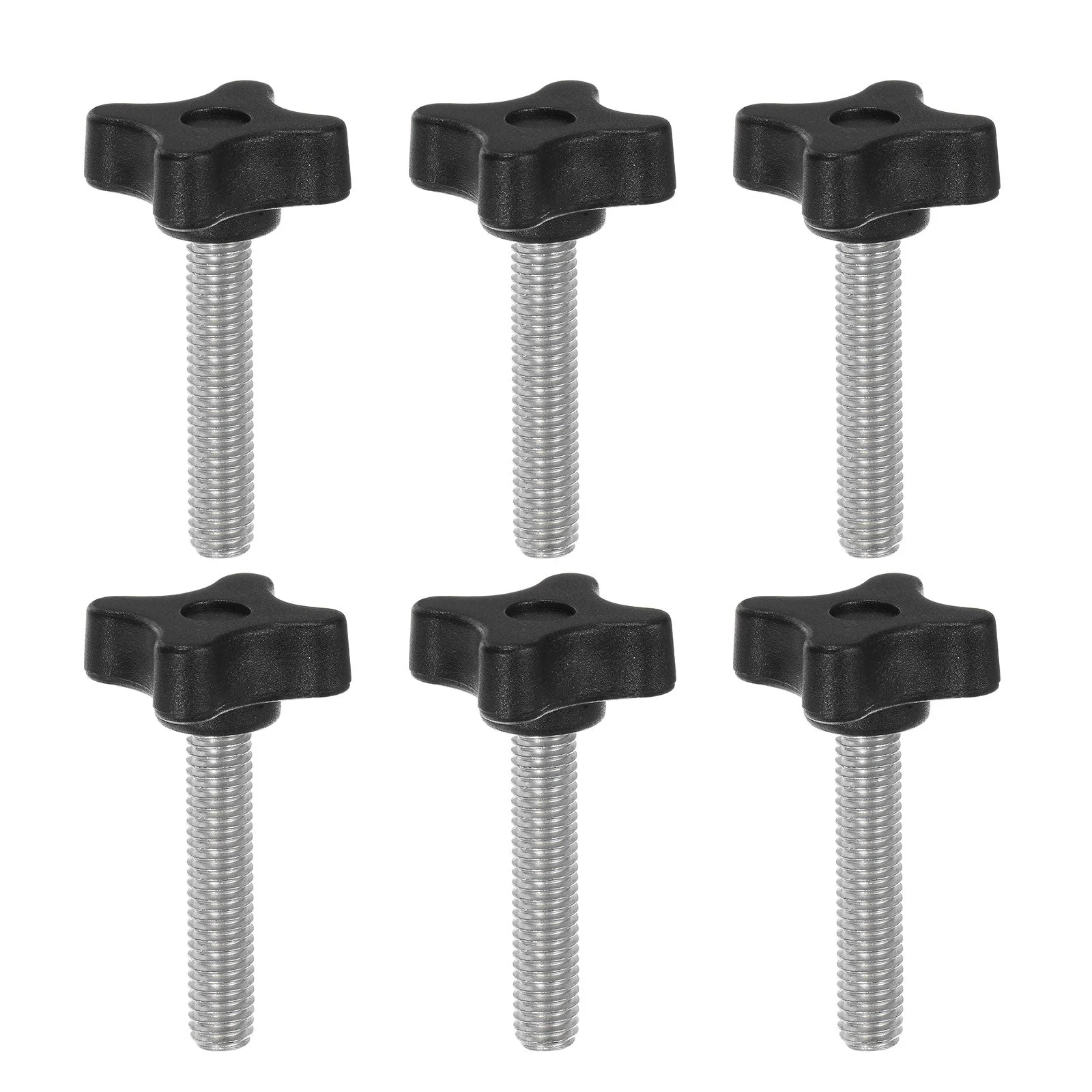 6pcs Star Knobs M8 x 45mm Metric Threaded Stud 32mm 4-Point Head Clamping Screws