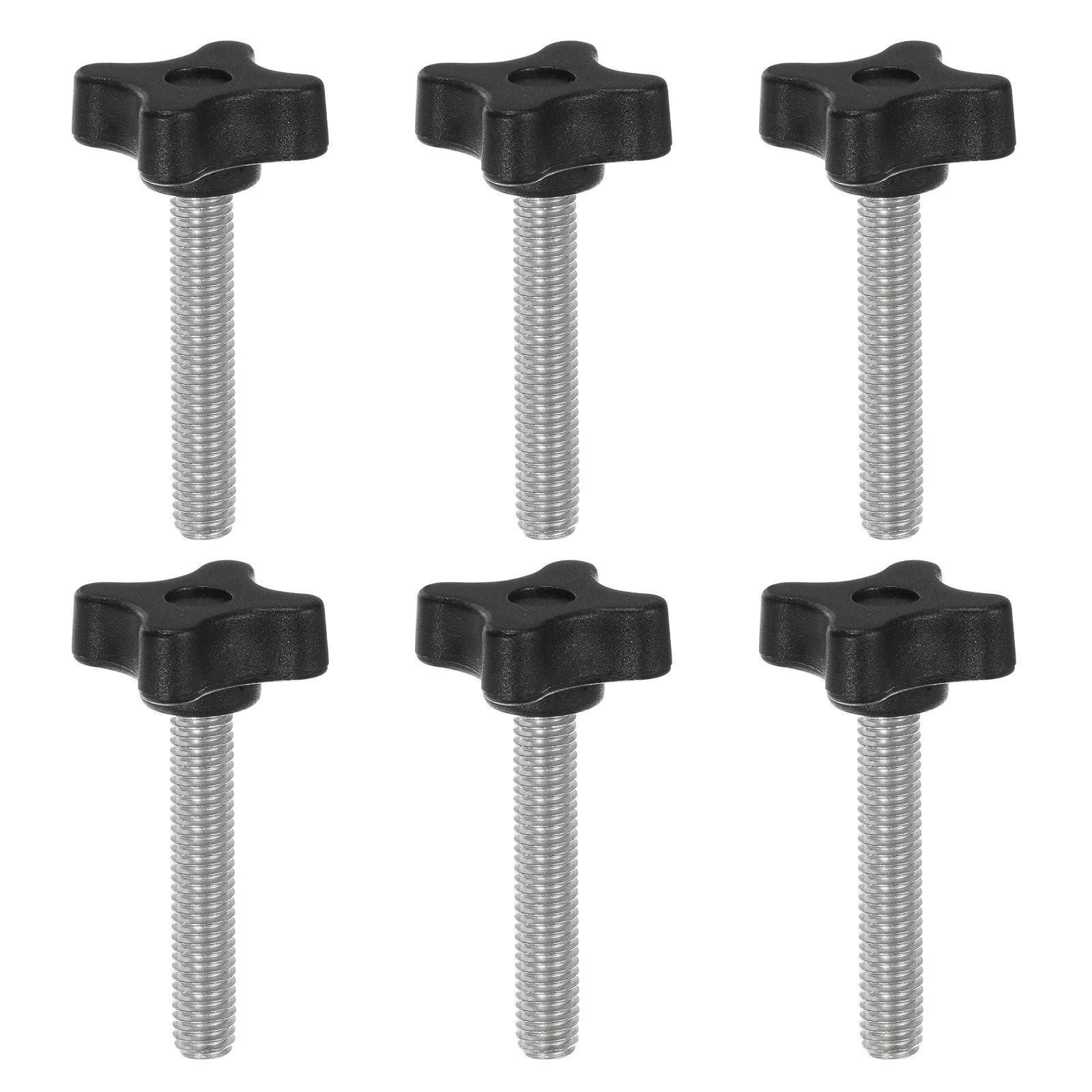 6pcs Star Knobs M8 x 50mm Metric Threaded Stud 32mm 4-Point Head Clamping Screws