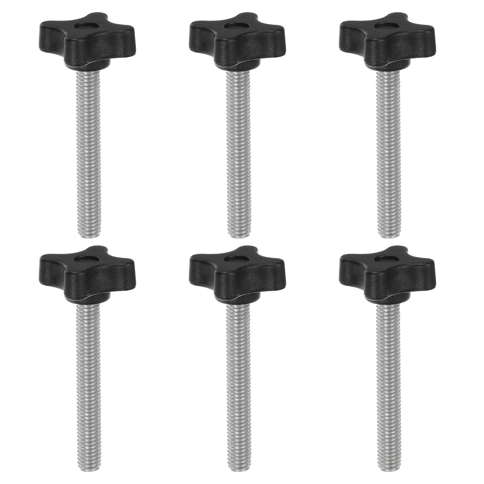 6pcs Star Knobs M8 x 60mm Metric Threaded Stud 32mm 4-Point Head Clamping Screws