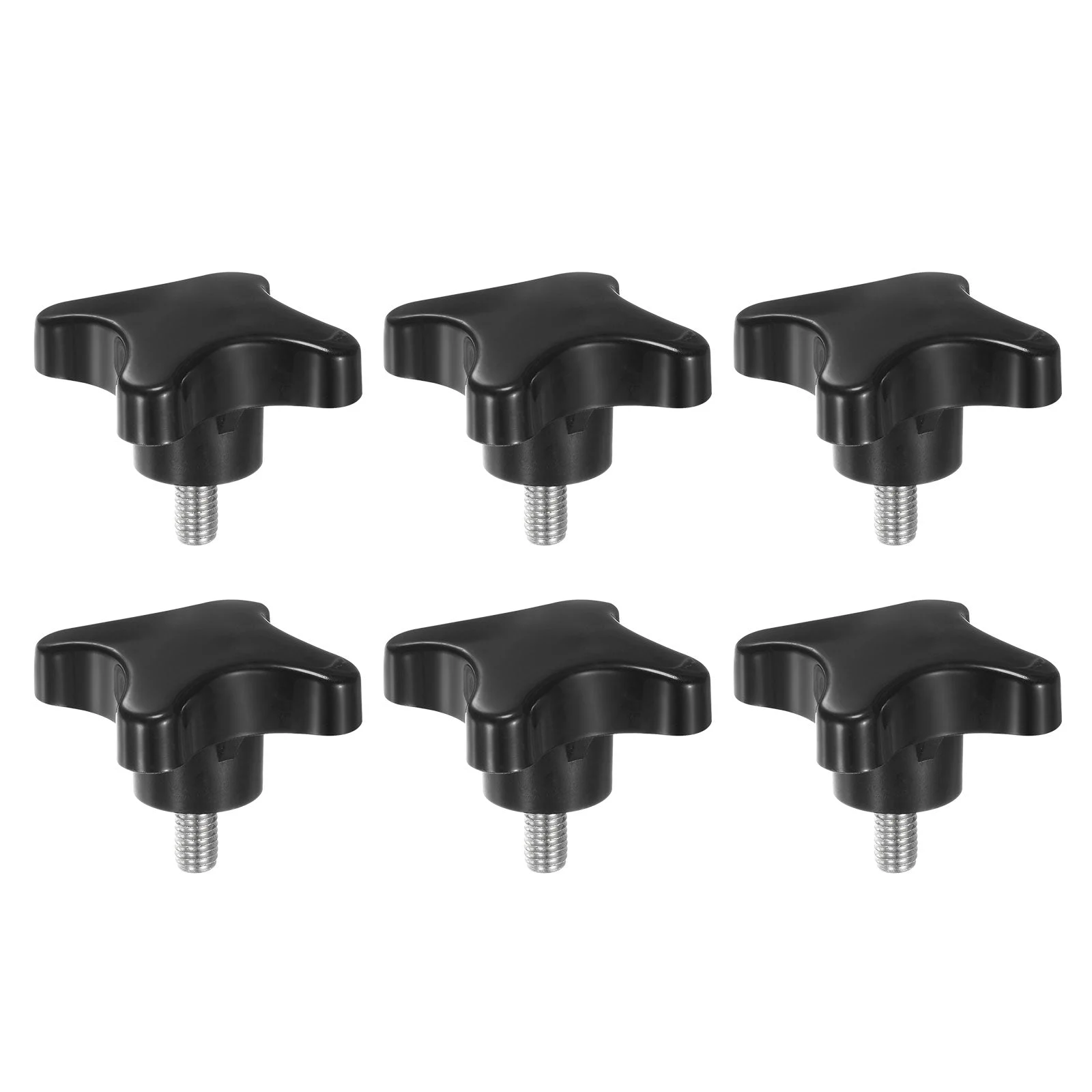 6pcs Star Knobs M8 x 16mm Metric Threaded Stud 60mm 4-Point Head Clamping Screws