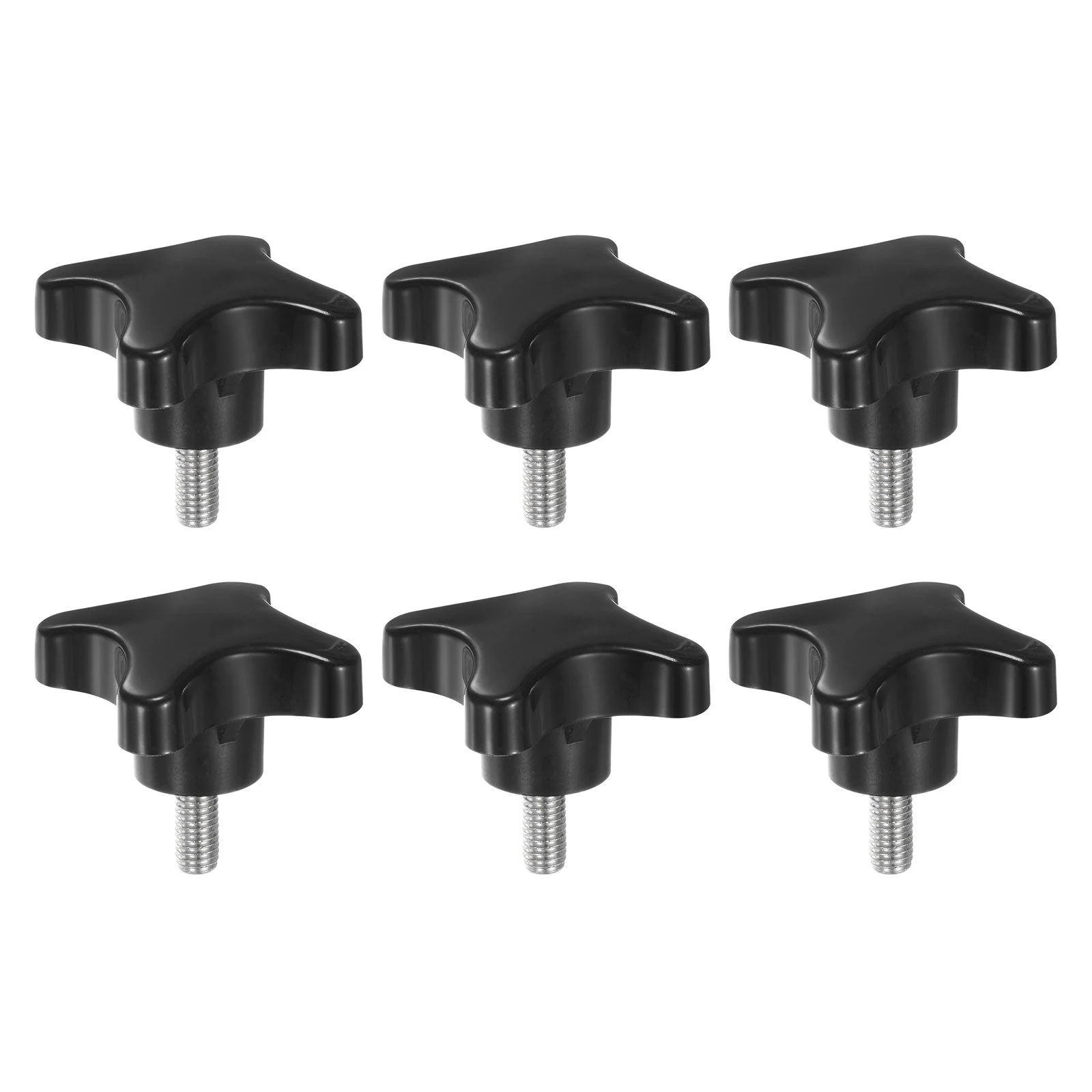 6pcs Star Knobs M8 x 20mm Metric Threaded Stud 60mm 4-Point Head Clamping Screws