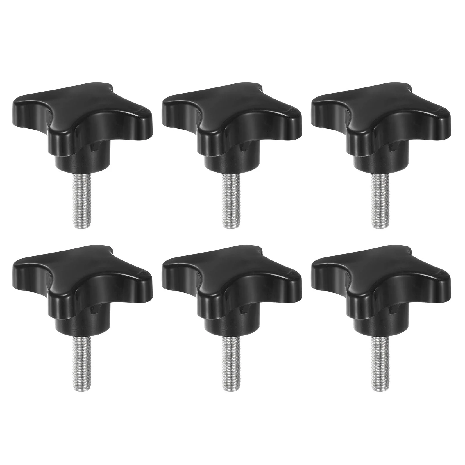 6pcs Star Knobs M8 x 30mm Metric Threaded Stud 60mm 4-Point Head Clamping Screws