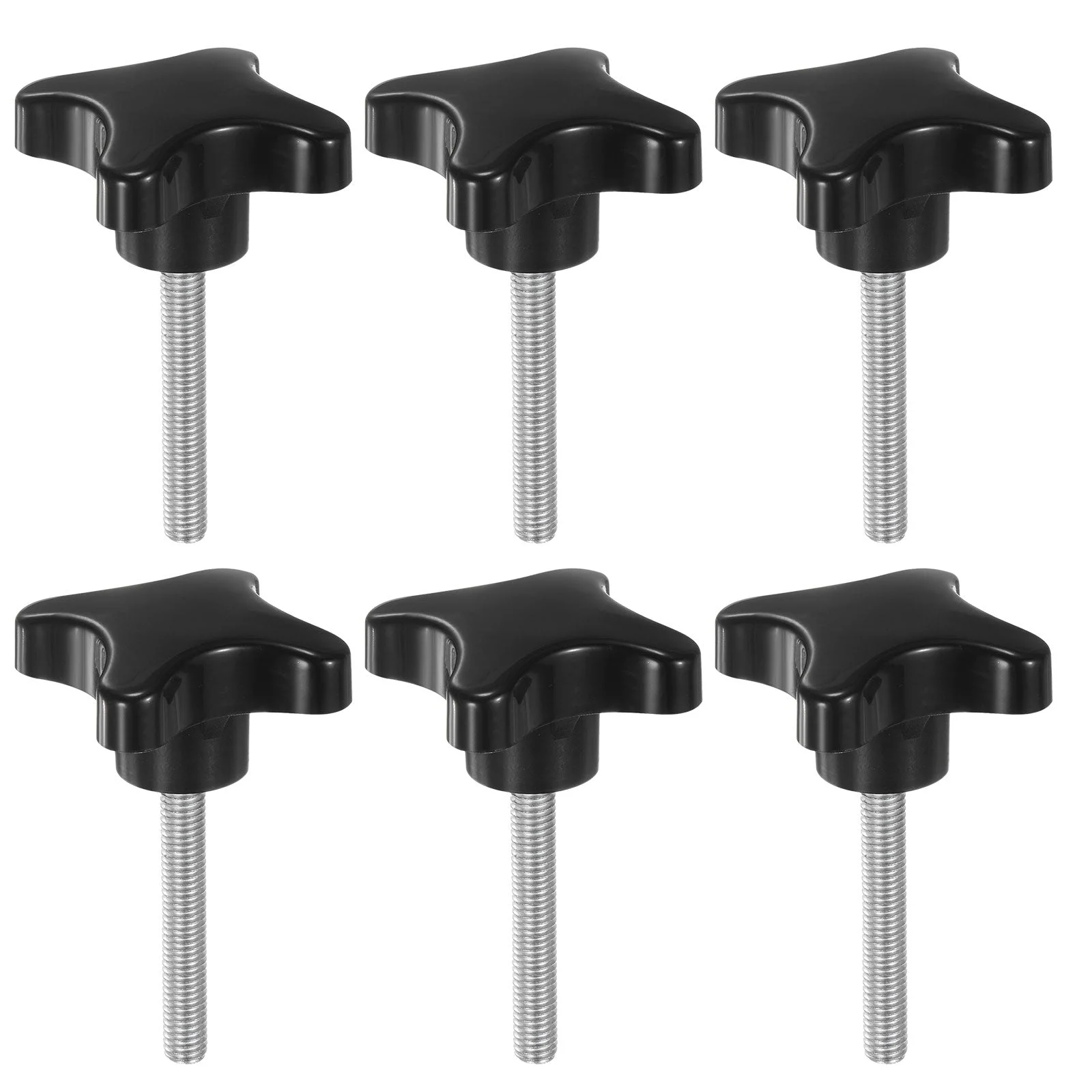 6pcs Star Knobs M8 x 50mm Metric Threaded Stud 60mm 4-Point Head Clamping Screws