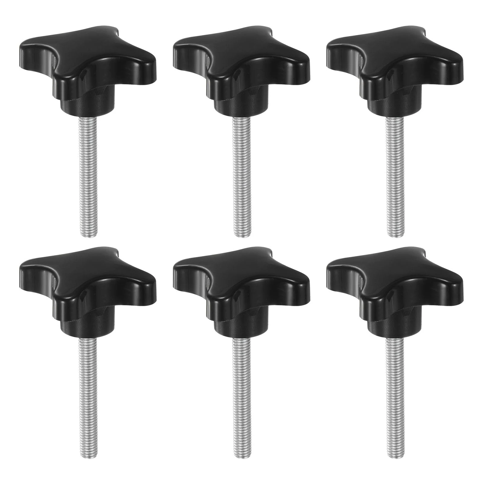 6pcs Star Knobs M8 x 55mm Metric Threaded Stud 60mm 4-Point Head Clamping Screws