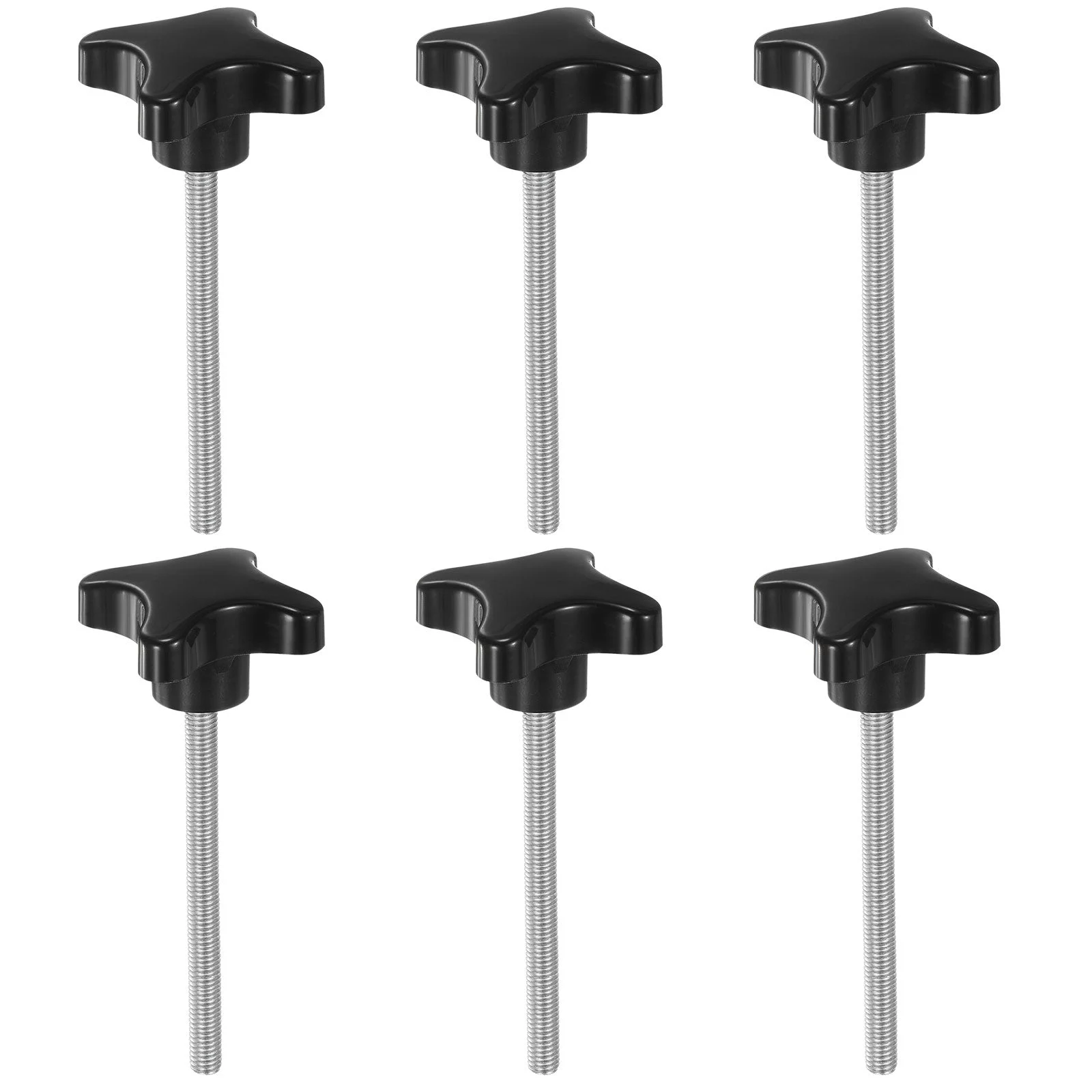 6pcs Star Knobs M8 x 90mm Metric Threaded Stud 60mm 4-Point Head Clamping Screws