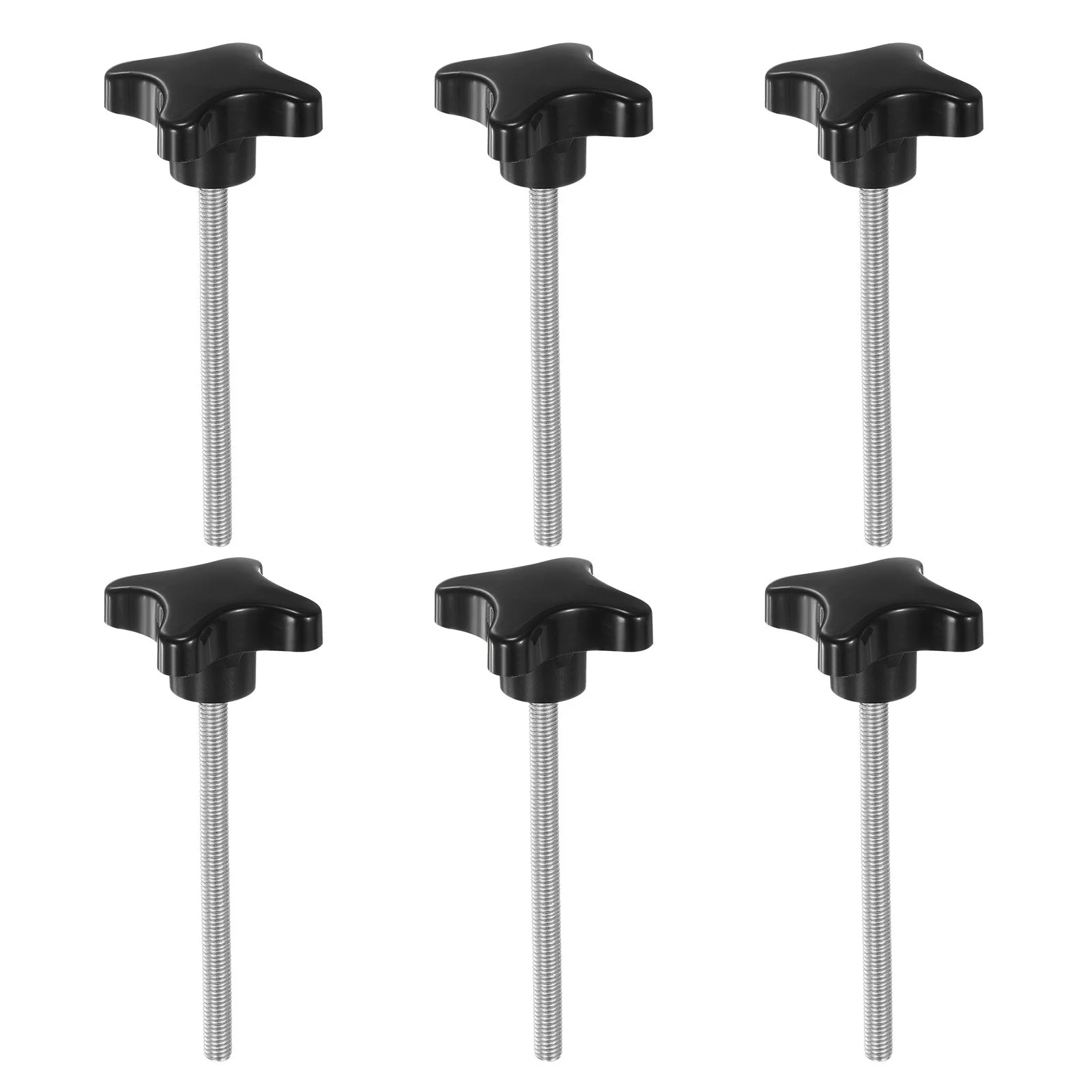 6pcs Star Knob M8 x 100mm Metric Threaded Stud 60mm 4-Point Head Clamping Screws