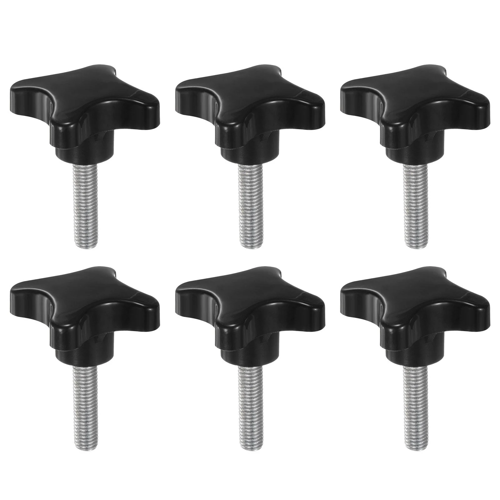 6pcs Star Knob M10 x 40mm Metric Threaded Stud 60mm 4-Point Head Clamping Screws