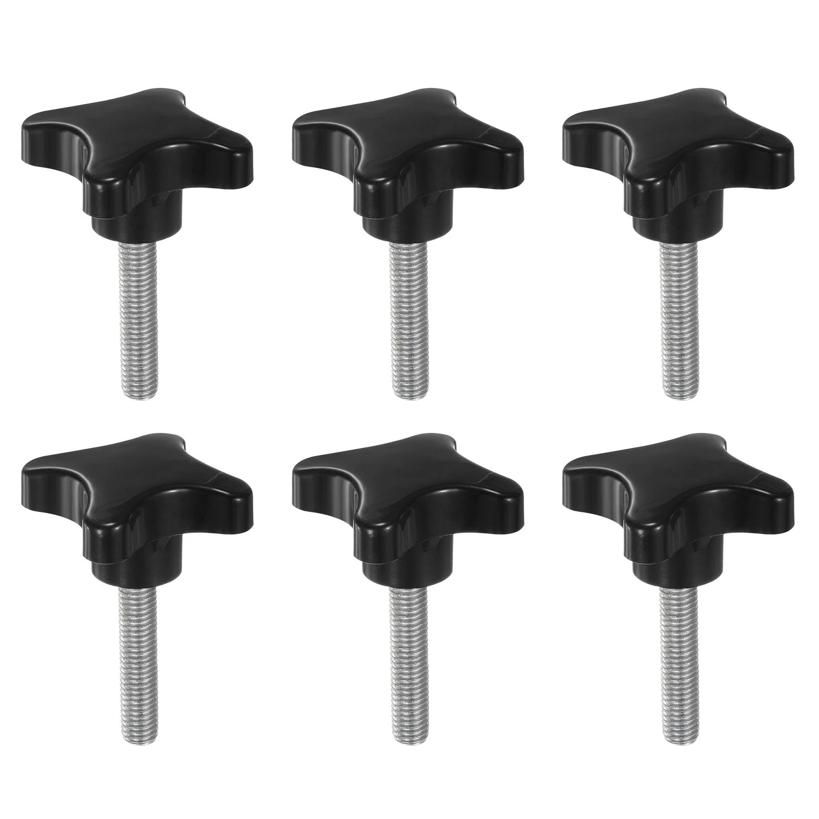 6pcs Star Knob M10 x 45mm Metric Threaded Stud 60mm 4-Point Head Clamping Screws