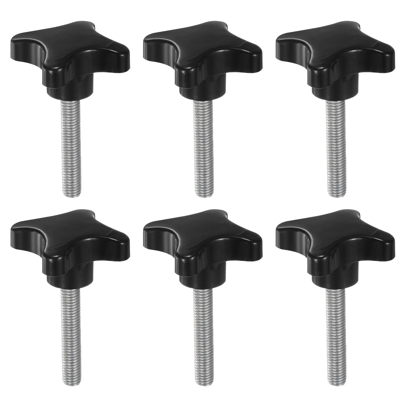6pcs Star Knob M10 x 55mm Metric Threaded Stud 60mm 4-Point Head Clamping Screws